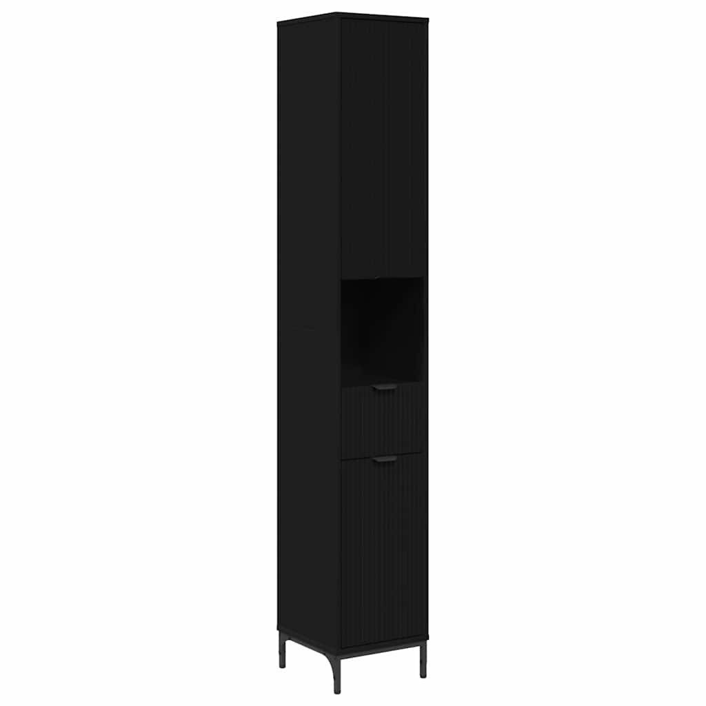 vidaXL Badezimmerspiegelschrank Bad hoher Schrank Schwarz günstig online kaufen