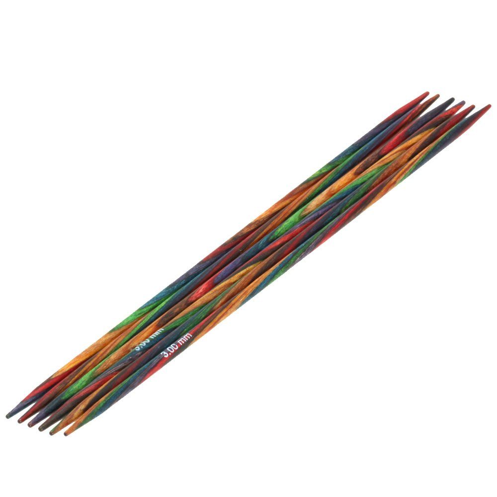 LANA GROSSA Stecknadeln Strumpfstricknadeln DESIGN-HOLZ Multicolor Länge 15cm/20 cm, Nadelspiel in verschiedenen Stärken