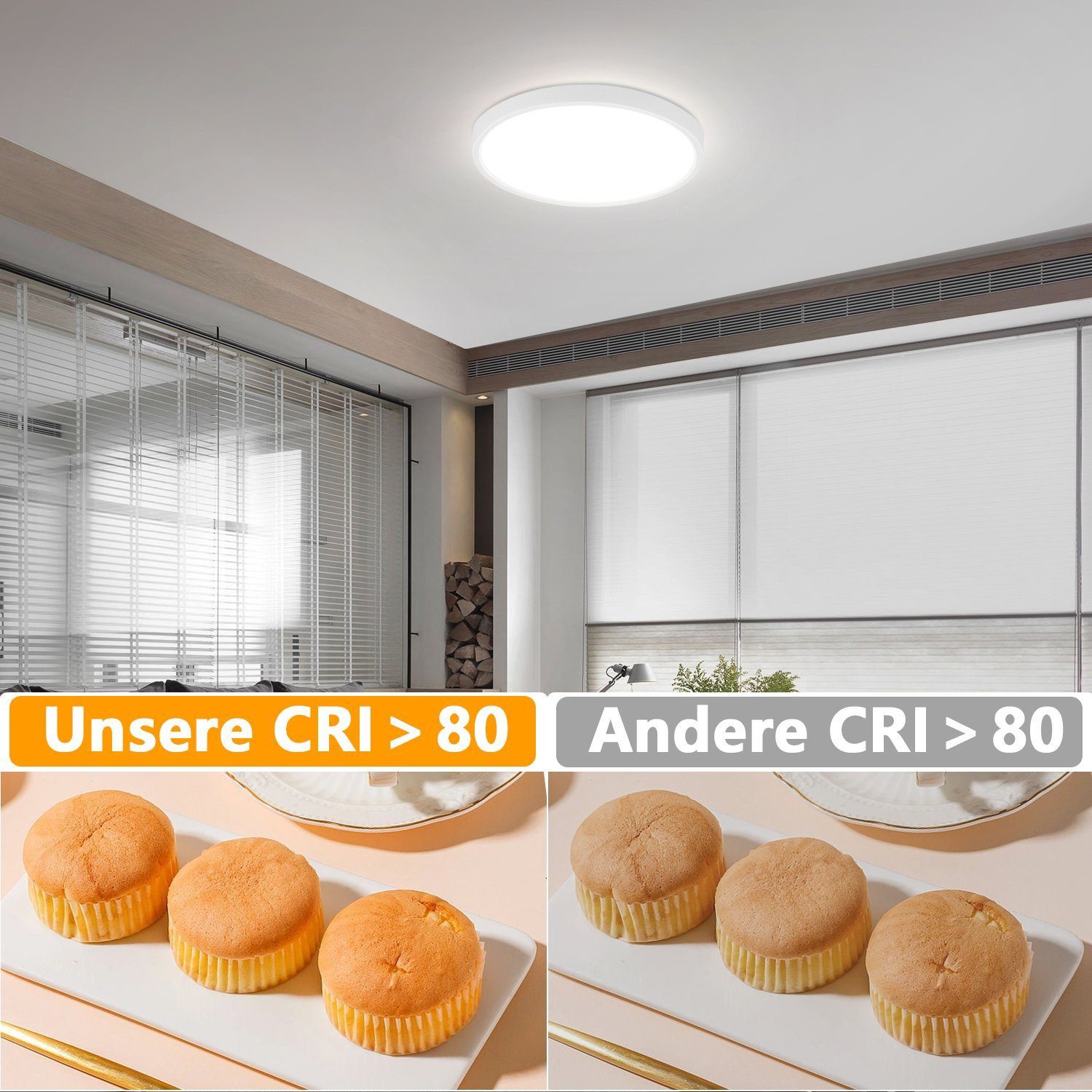 Nettlife LED Panel Kaltweiß Deckenleuchte Flach Rund Ø22cm Tageslichtweiß 6500K Panel, LED fest integriert, Kaltweiß, für Flur, Küche, Esszimmer, Wohnzimmer, Sc – Bild 4 von 5