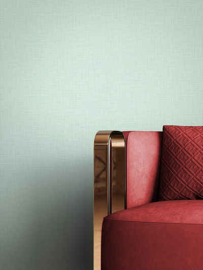 Newroom Vliestapete, Grün Tapete Uni Einfarbig - Unitapete Blau Modern Klassik Textil Struktur für Wohnzimmer Schlafzimmer Flur