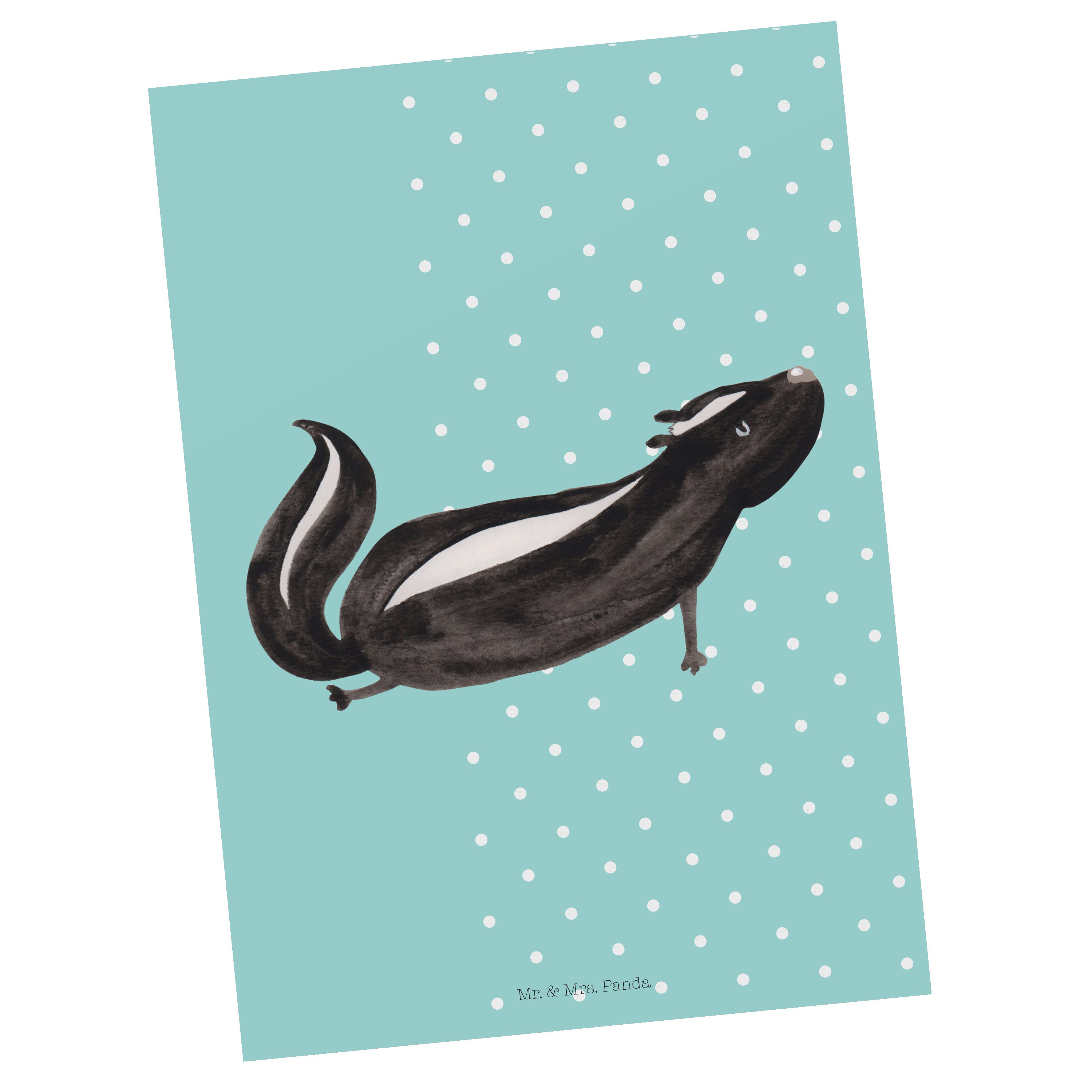 Mr. & Mrs. Panda Postkarte Yoga Geschenk, Geburtst Pastell - Türkis Stinktier Einladungskarte, 