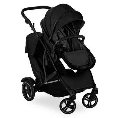 Hauck Geschwisterwagen Duett 4 - Black, Geschwisterkinderwagen Geschwisterbuggy inkl. Regenverdeck - bis 36 kg