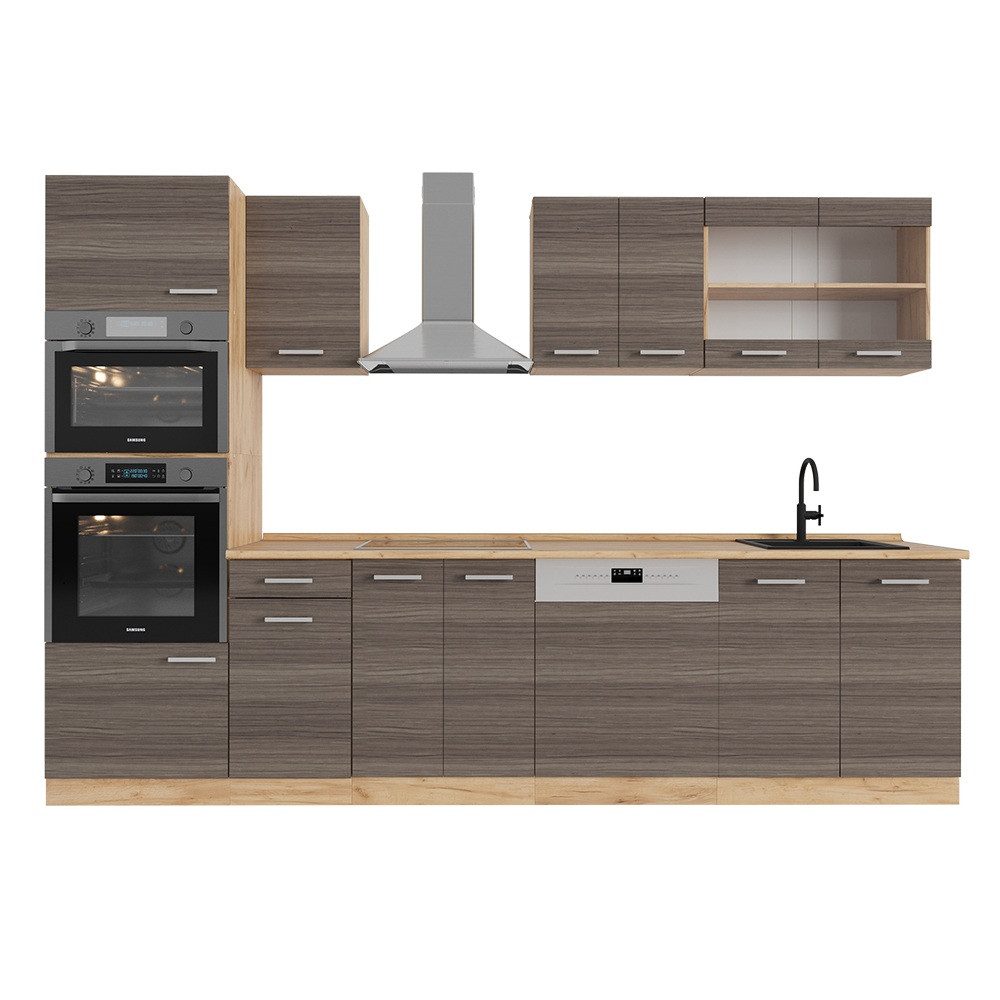 Vicco Küchenzeile R-Line, Edelgrau/Goldkraft Eiche, 300 günstig online kaufen
