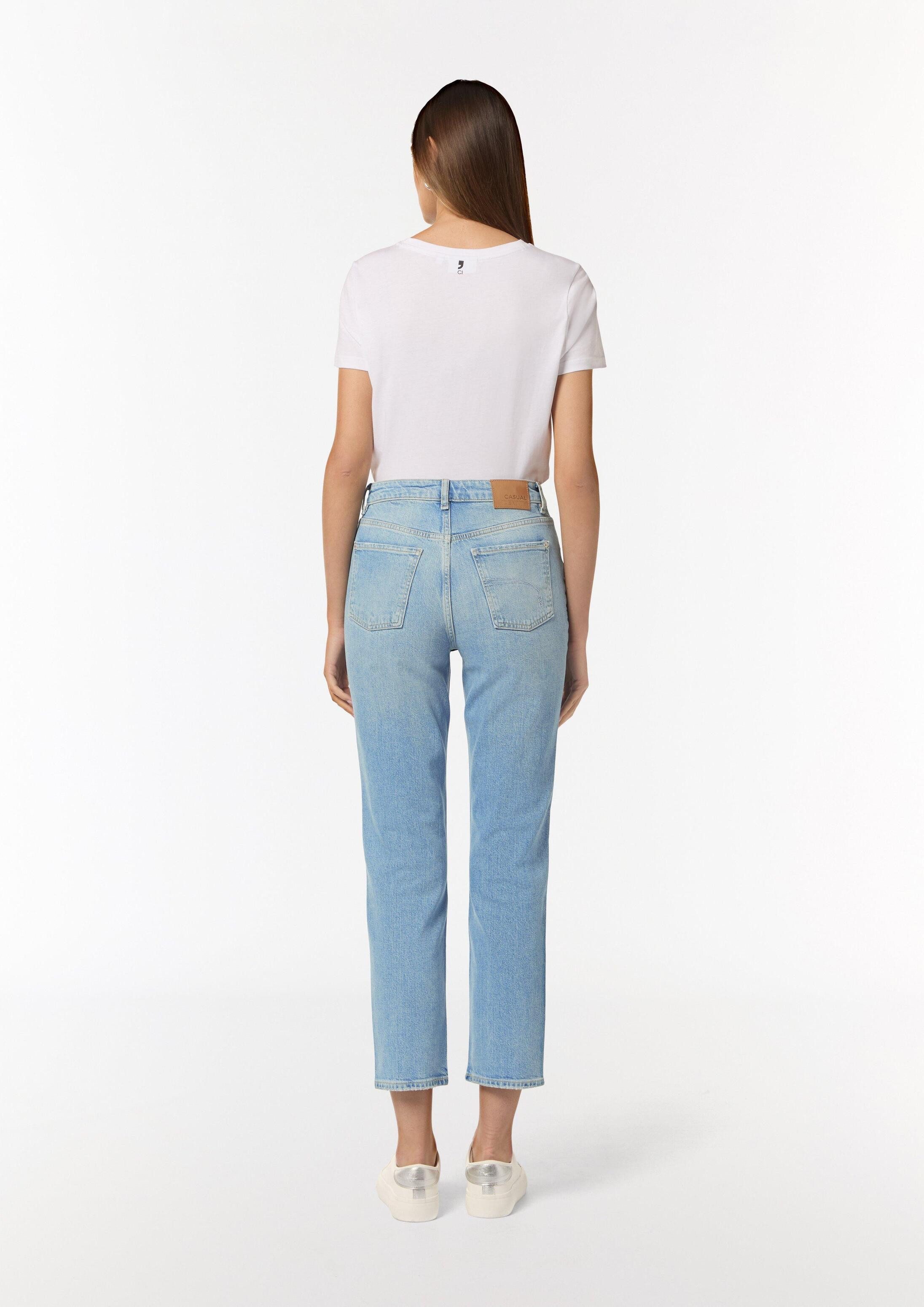 comma Regular-fit-Jeans Jeans-Hose Verwaschene Jeans mit Straight Leg
