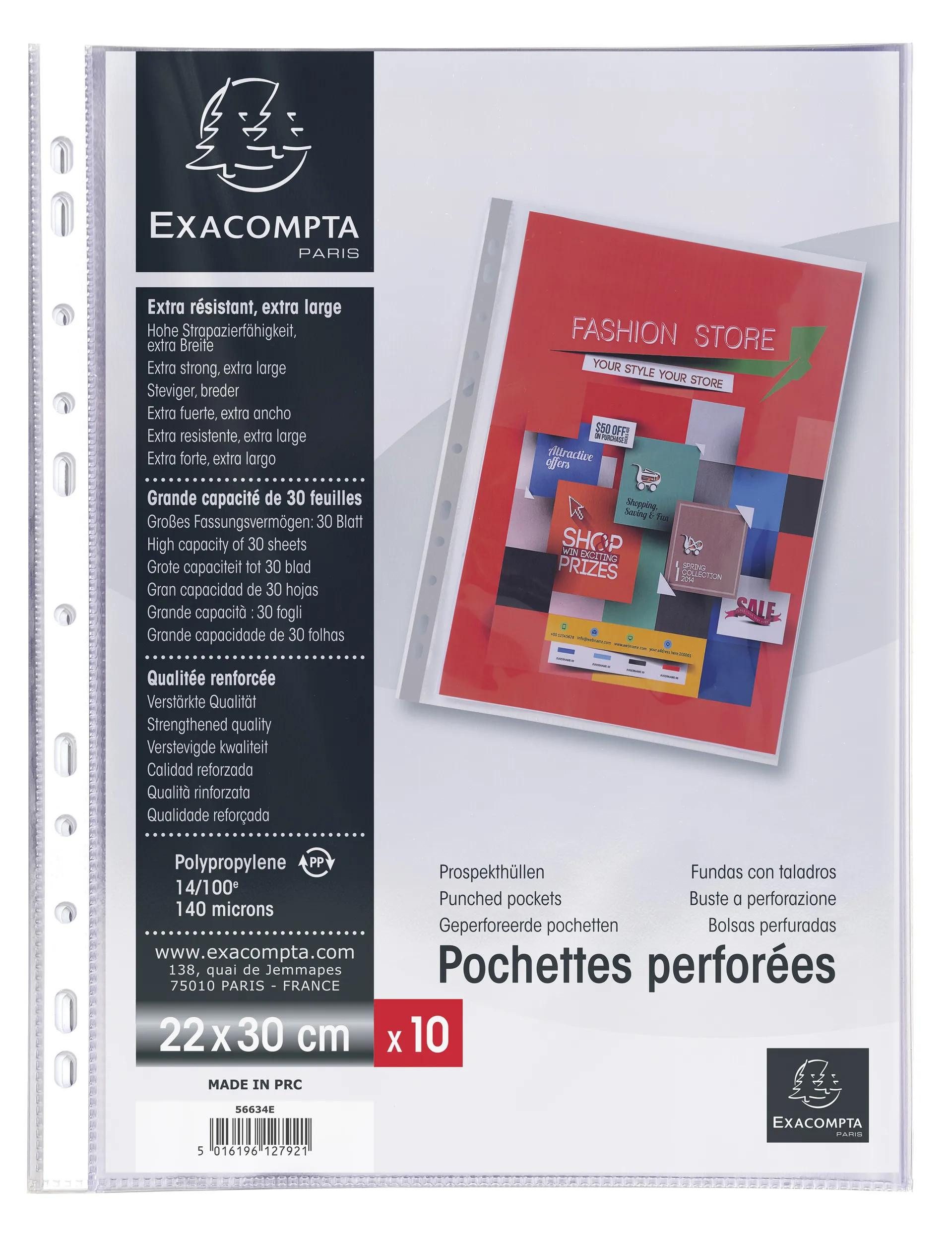 EXACOMPTA Prospekthülle 5x 10 Prospekthüllen für Exagraphic PP Format A4 Transparent 56634E, Prospekthüllen