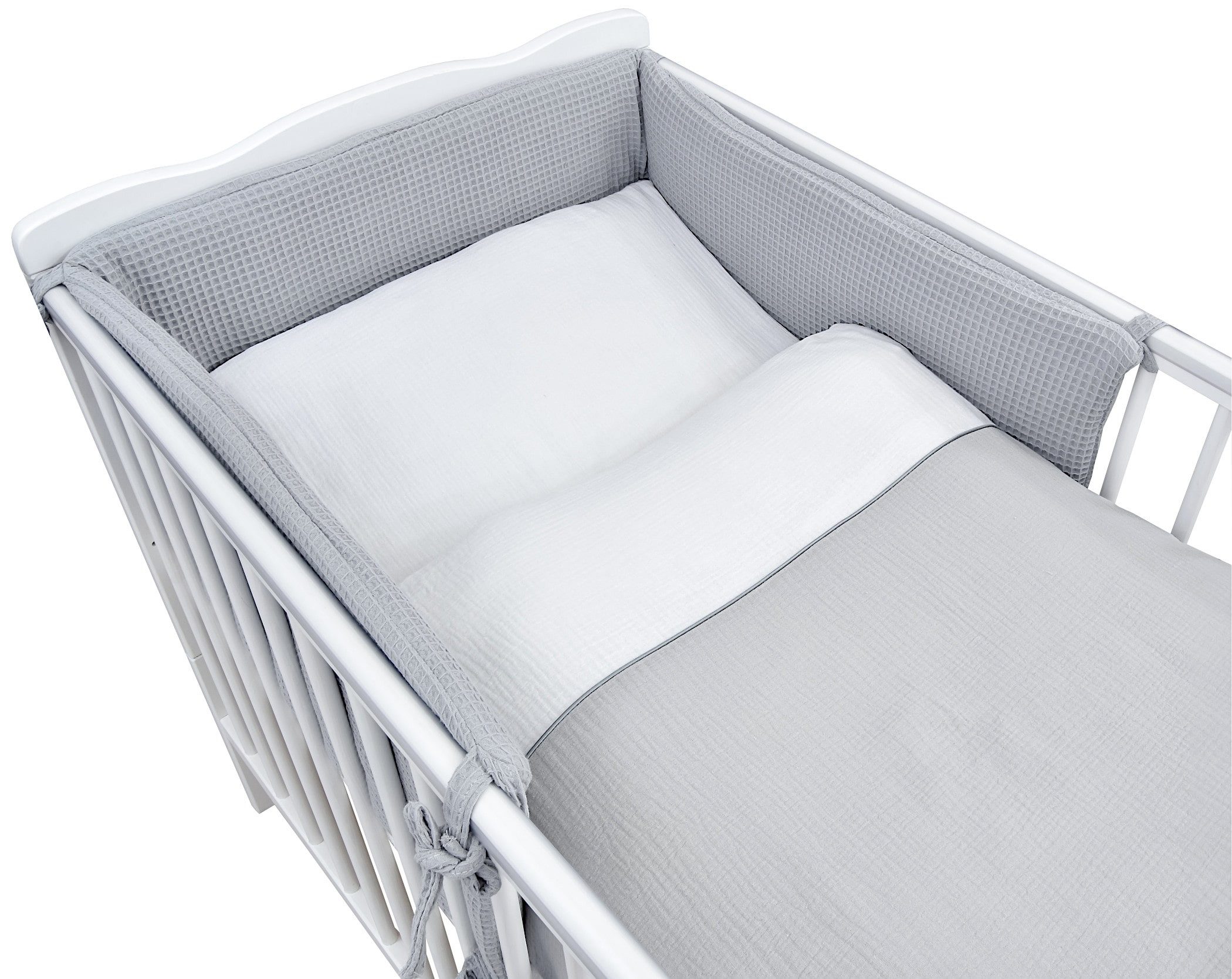 Baby-Delux Komplettbett Babybett Jack Komplettset Beißschienen Musselin, 10-tlg., Kinderbett 70x140 cm weiß, Bettset verschiedene Designs