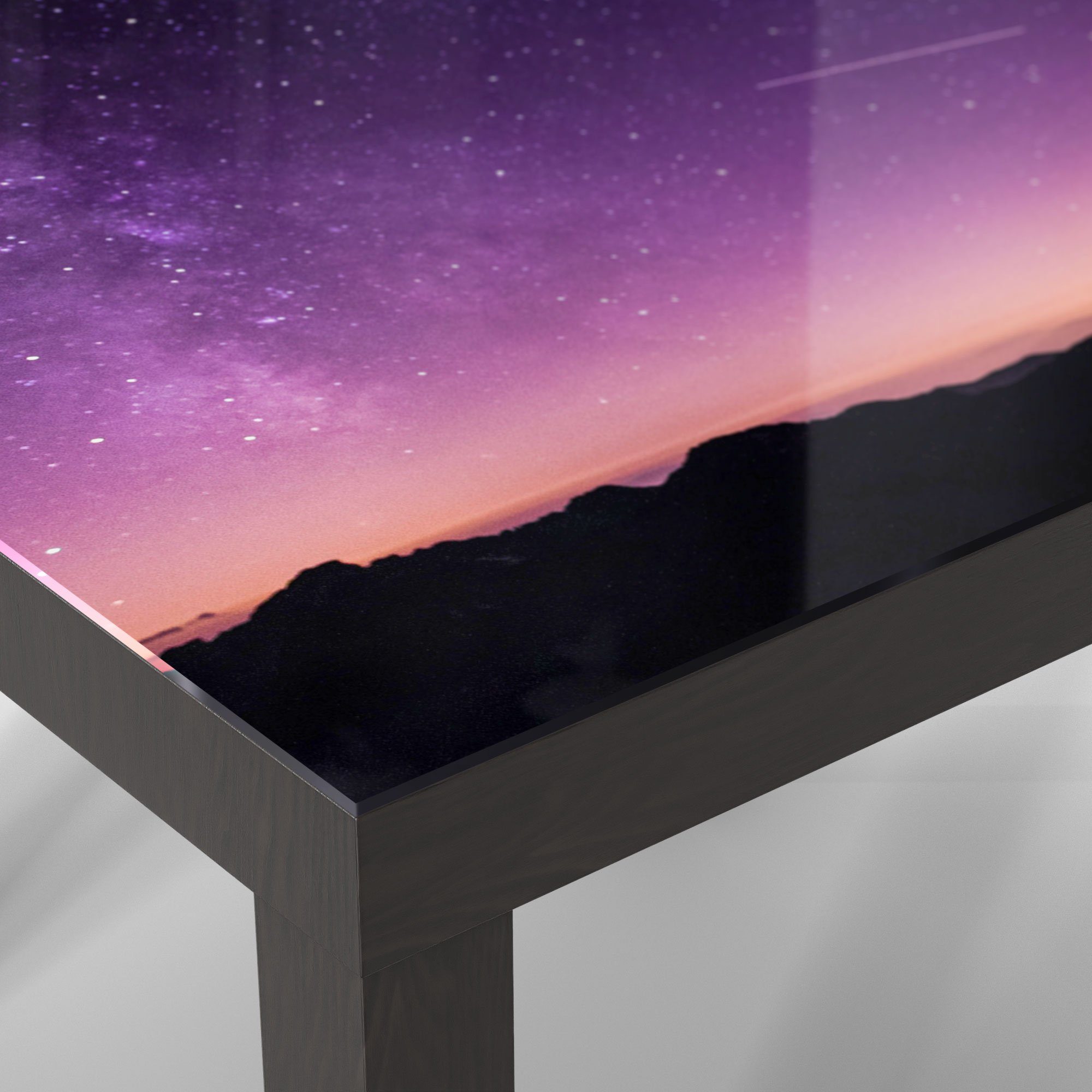 DEQORI Glas 'Purpurroter Beistelltisch modern Couchtisch Schwarz Nachthimmel', Glastisch