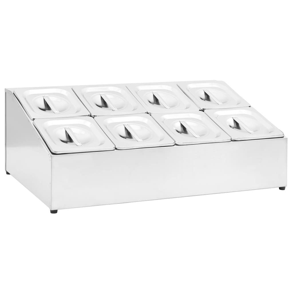 vidaXL Küchenregal Gastronorm-Ständer mit 8 GN 1/6 Behältern Edelstahl, 1-tlg.
