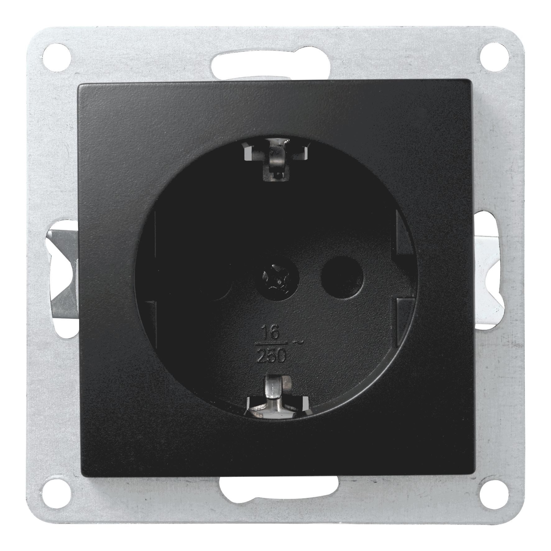 Lichtideen Schalter 2548 ABELKA ALU schwarz 2x Steckdose Steckanschluß 230Volt 16A (Taster, Schalter, Anennendose, Steckdose mit USB lieferbar)