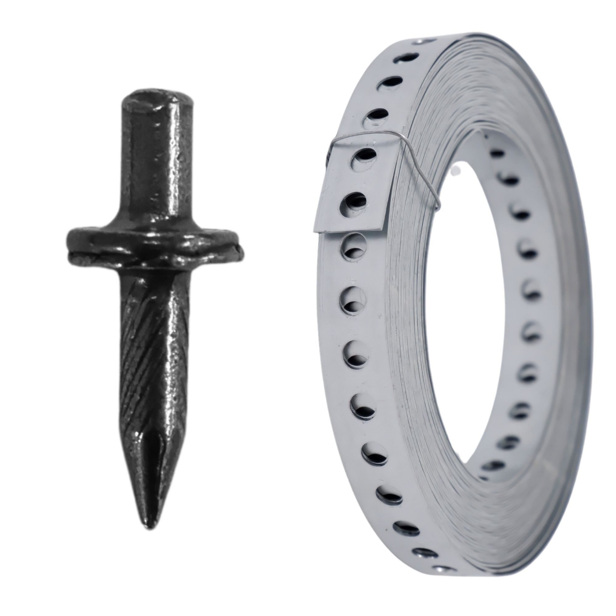 Lancelot® Montageband verzinkt 12mm x 10m (1 Rolle) & Fixpin 4,0 x 14 mm (200 Stück)