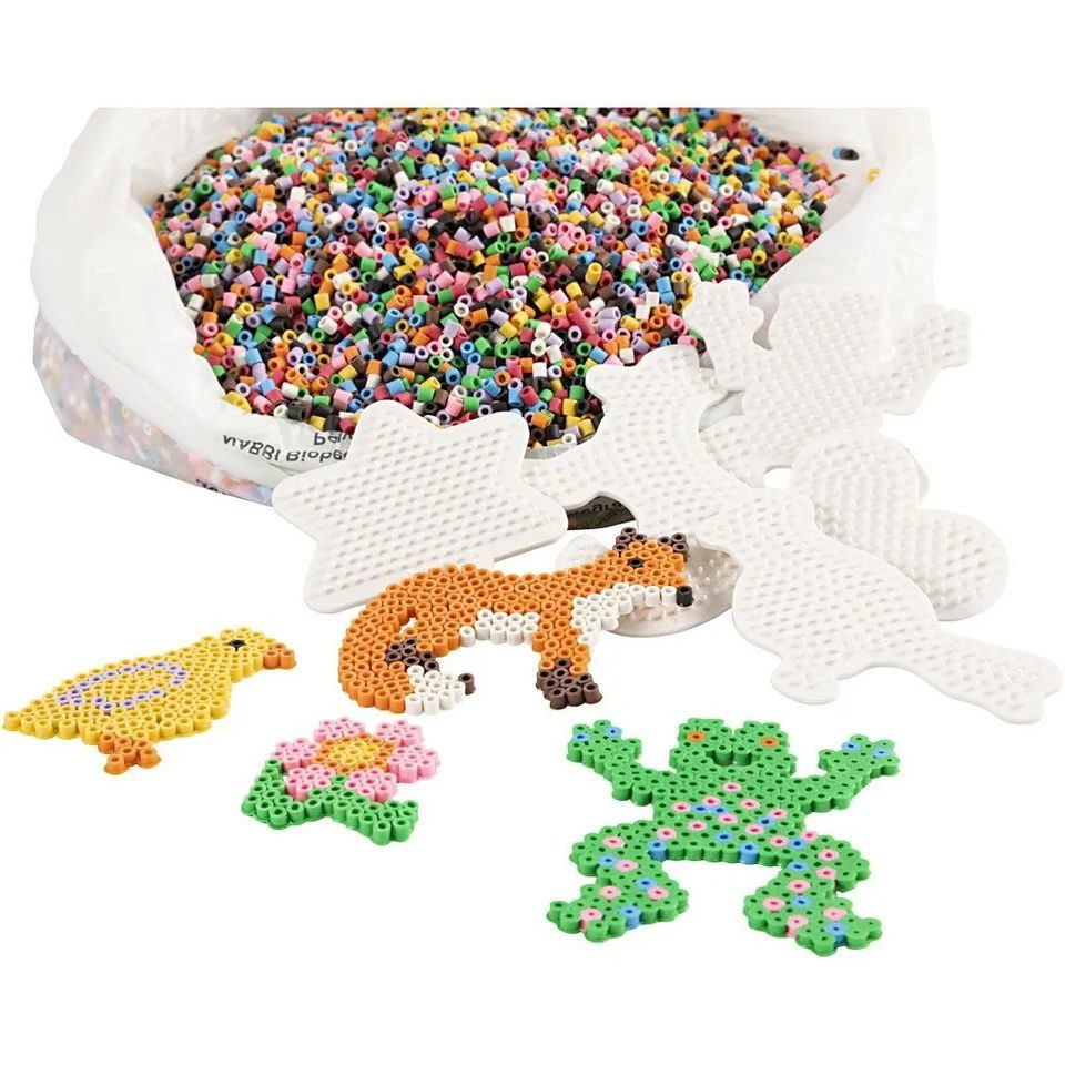 NABBI Kreativset Biobeads Schulset, 30.000 Perlen + 21 Steckplatten