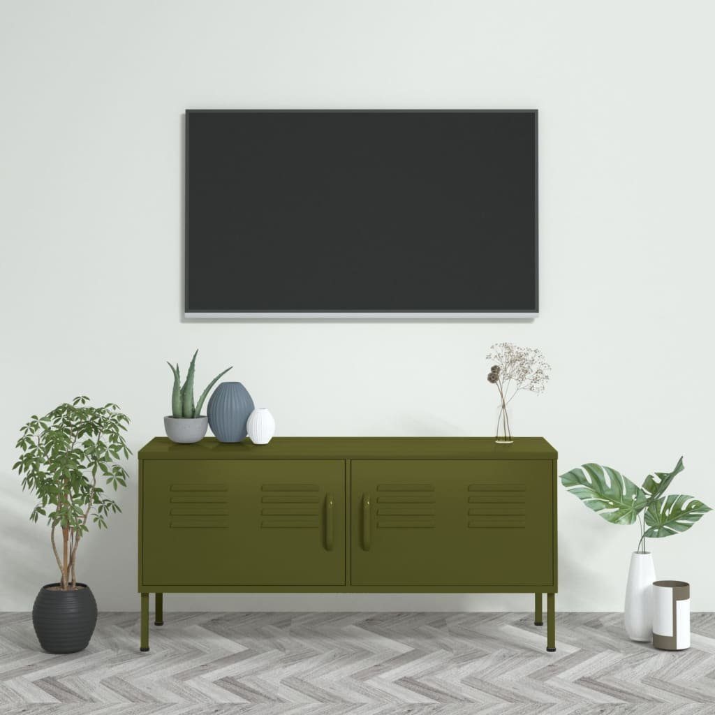 furnicato TV-Schrank Olivgrün 105 x 35 x 50 cm Stahl robust und funktional (1-St)
