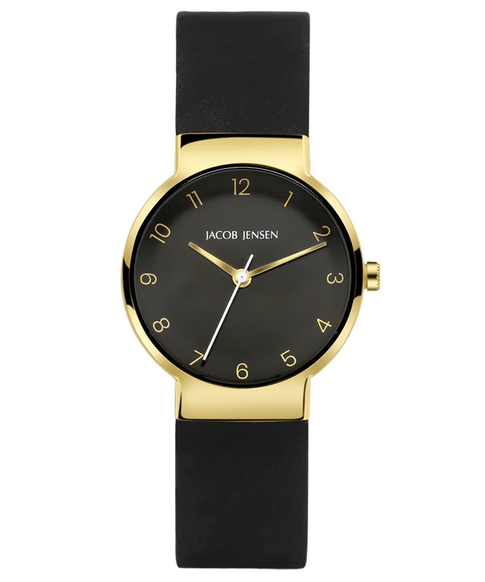 Jacob Jensen Quarzuhr Titan Quarz Schwarz/Goldfarben
