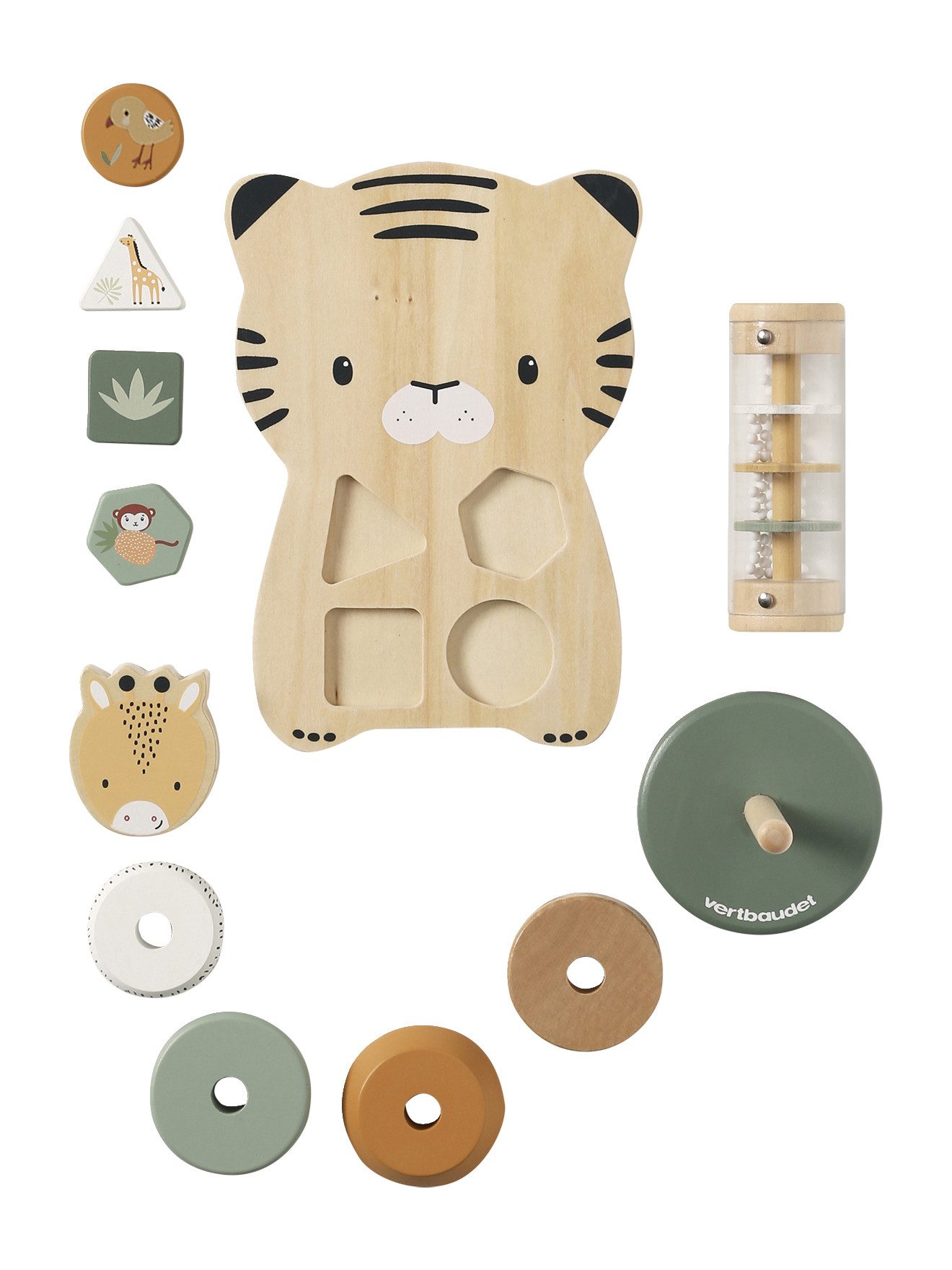 vertbaudet Lernspielzeug Baby Lernspielzeug-Set TANSANIA, Holz FSC®, 3-teil günstig online kaufen