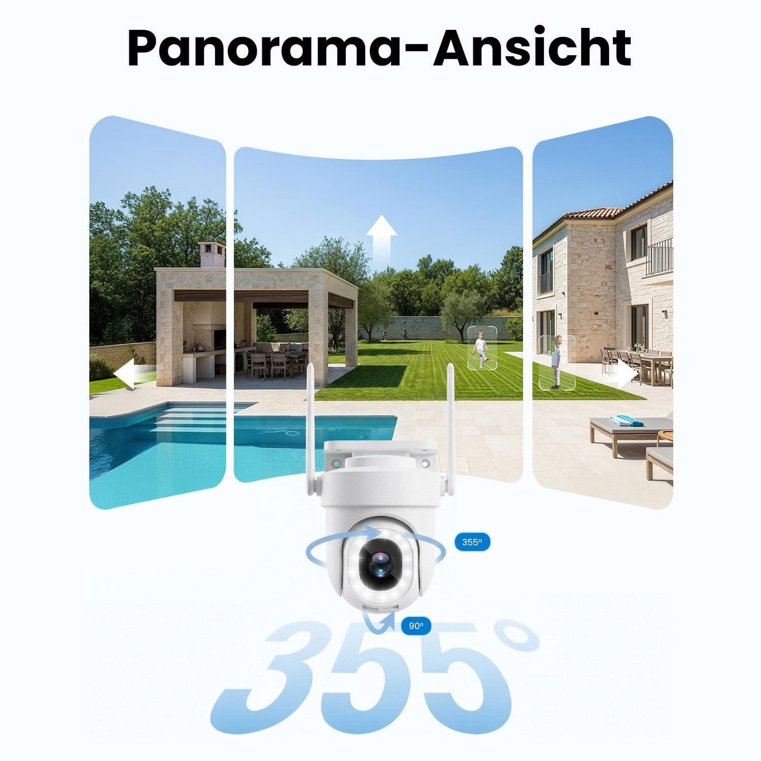 SWGOTA IP-Überwachungskamera 2026 NEW Überwachungskamera Aussen 5MP/3K,355°/90°Schwenkbar Kamera (2,4/5GHz Dualband,Outdoor WLAN Sicherheitskamera,Farbnachtsicht, Automatische Verfolgung,2-Wege-Audio, Sirene,300 Lumen Scheinwerfer, mit KI Mensch/Tier, Farbnachtsicht, PTZ WLAN Überwachungskamera Aussen)
