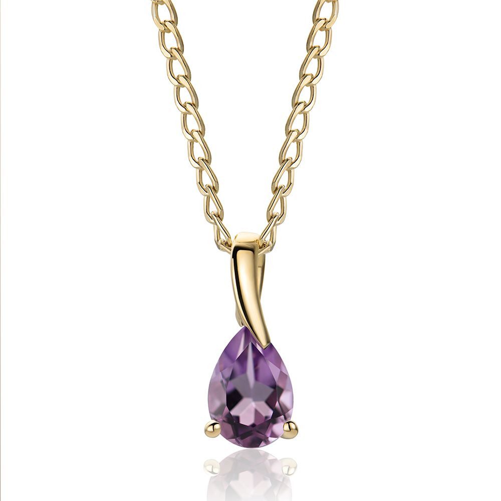 Miore Kette mit Anhänger für Damen mit Smaragd, Saphir, Rubin, Blautopas oder Amethyst, in 9K (375) Gelbgold