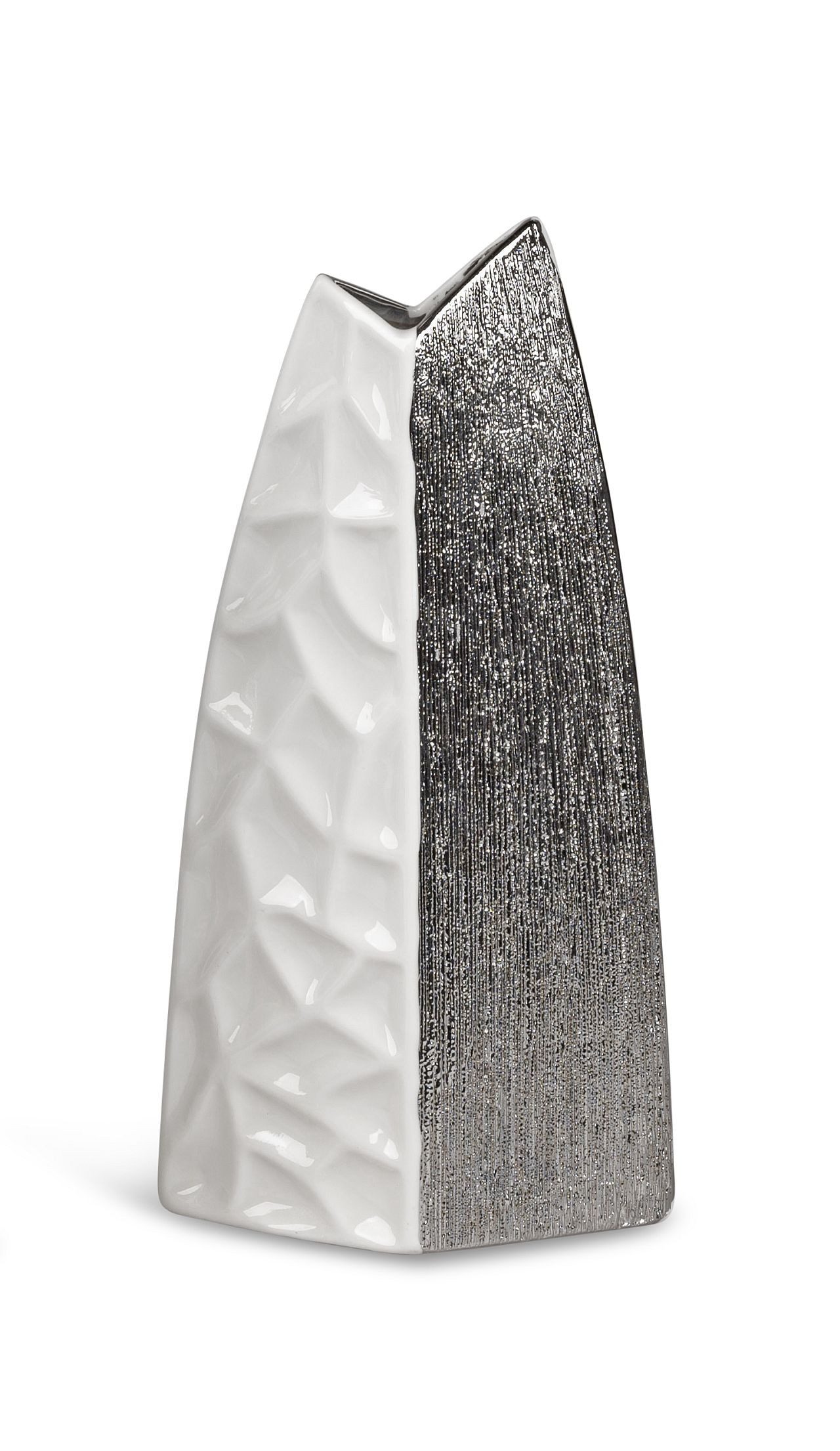Tischvase Tischvase White Silver Relief, Mehrfarbig B:13cm H:25cm Porzellan