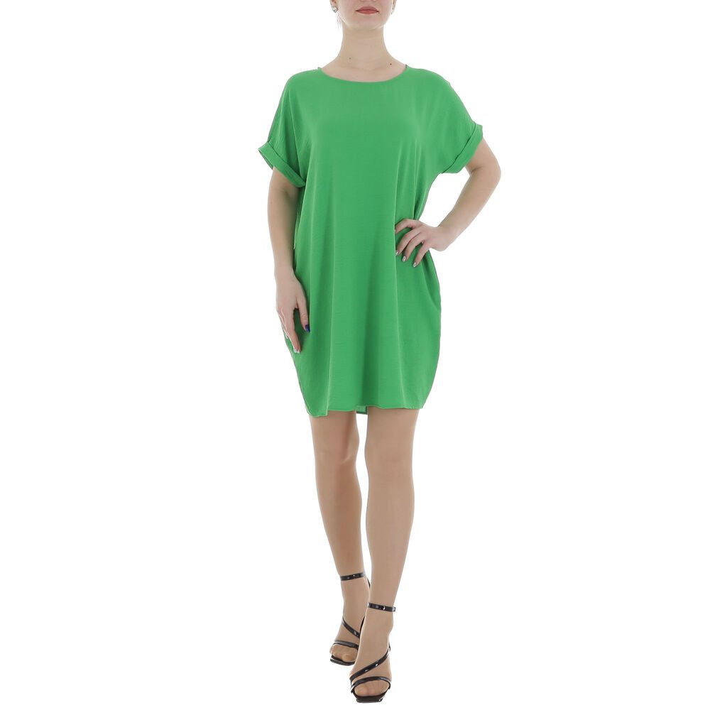 Ital-Design Tunikakleid Damen Freizeit (86164444) Kreppoptik/gesmokt Kleid in Grün