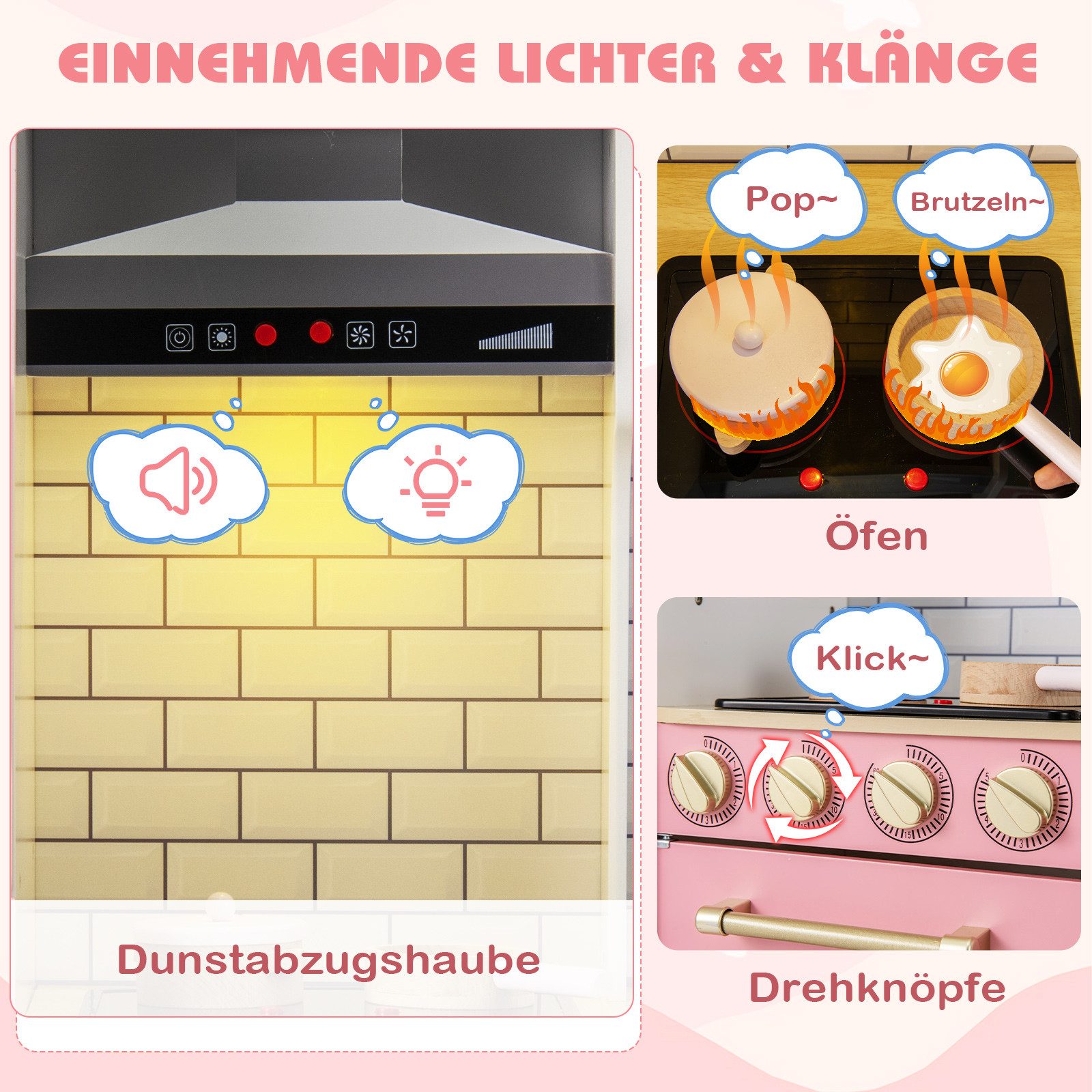 COSTWAY Spielküche, Kinder Küche mit Eismaschine günstig online kaufen