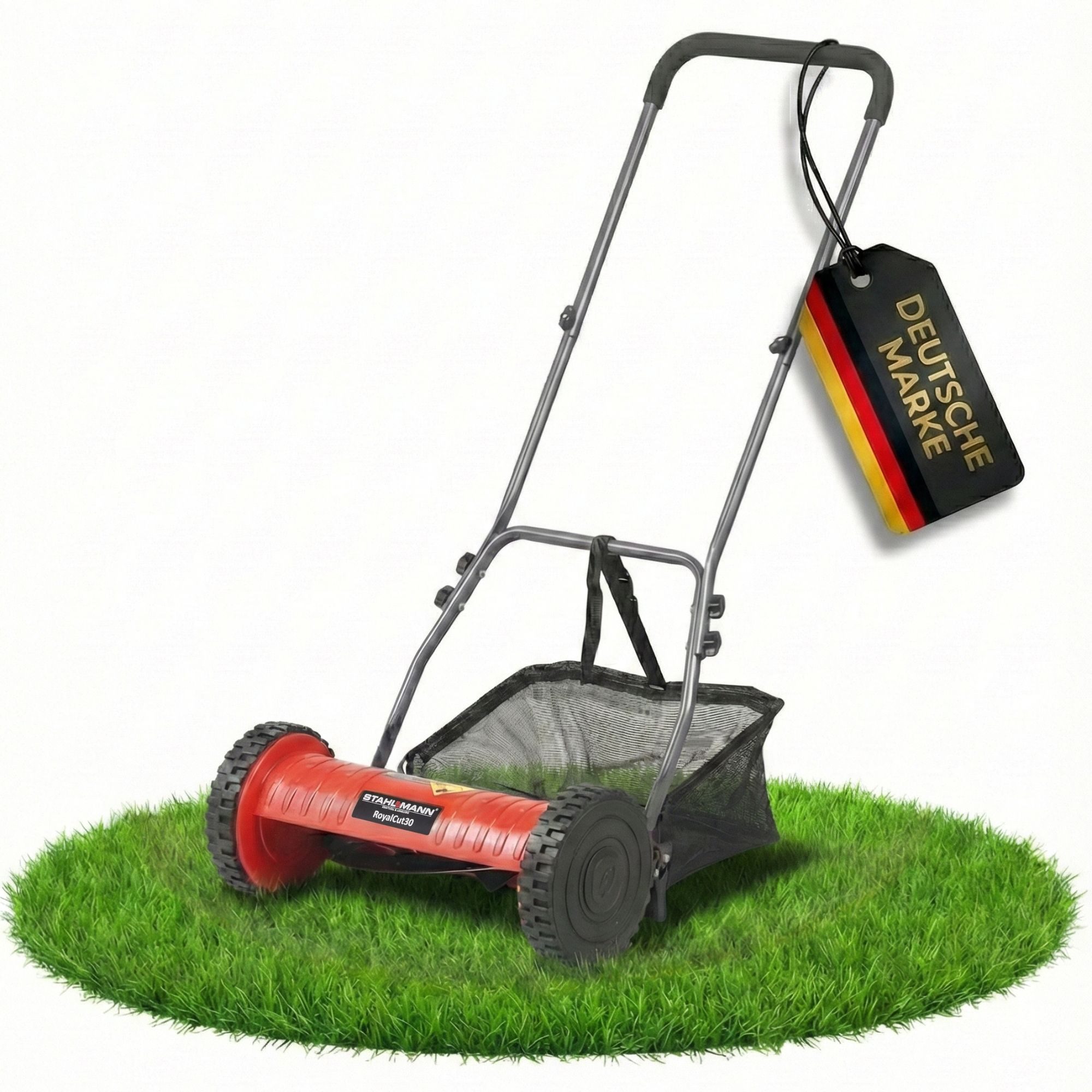 Stahlmann Spindelmäher Spindelmäher RoyalCut – Rasenmäher mit 30 cm Schnittbreite, 30 cm Schnittbreite, (Handrasenmäher manuell), 27 Liter Fangkorb, 4-stufige Schnitthöheneinstellung