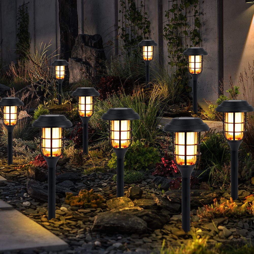 NOWA LED Solarleuchte, LED-Leuchtmittel fest verbaut, Warmweiß, 9x Solarlampen Garten Deko für Außen Erdspiess Solarlampen