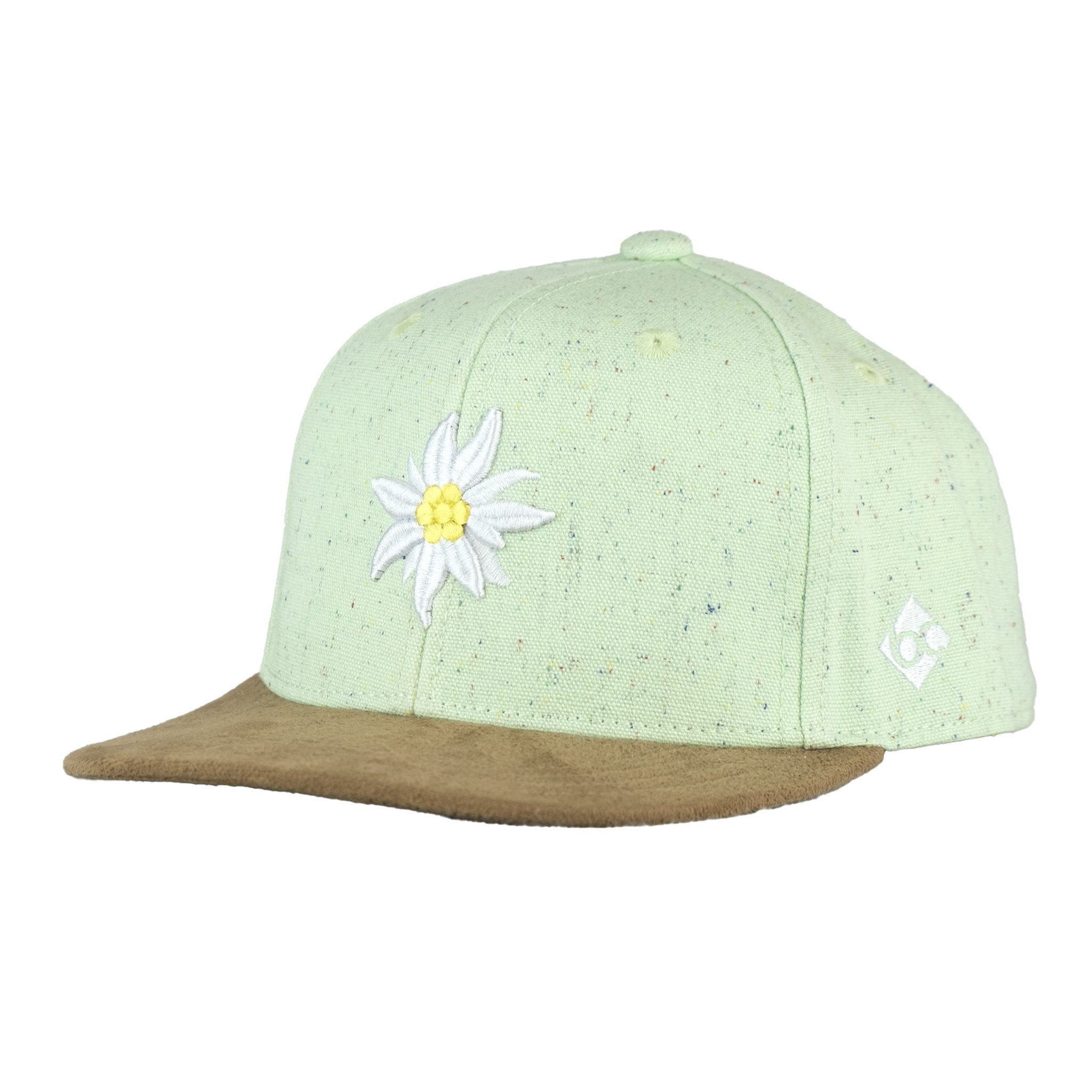 Snapback Cap Bavarian Caps Cap "Edelweiß Konfetti" minze, Flat (Kinder) kids size