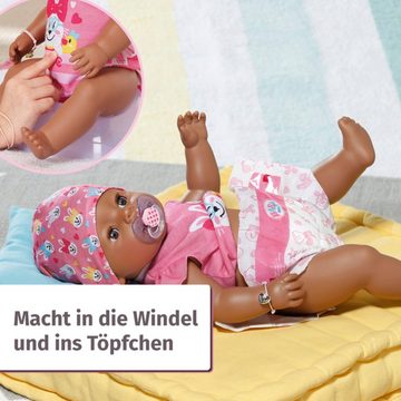 Baby Born Babypuppe Magic Girl Brown Eyes, 43 cm (Set, 13-tlg), mit 10 lebensechten Funktionen