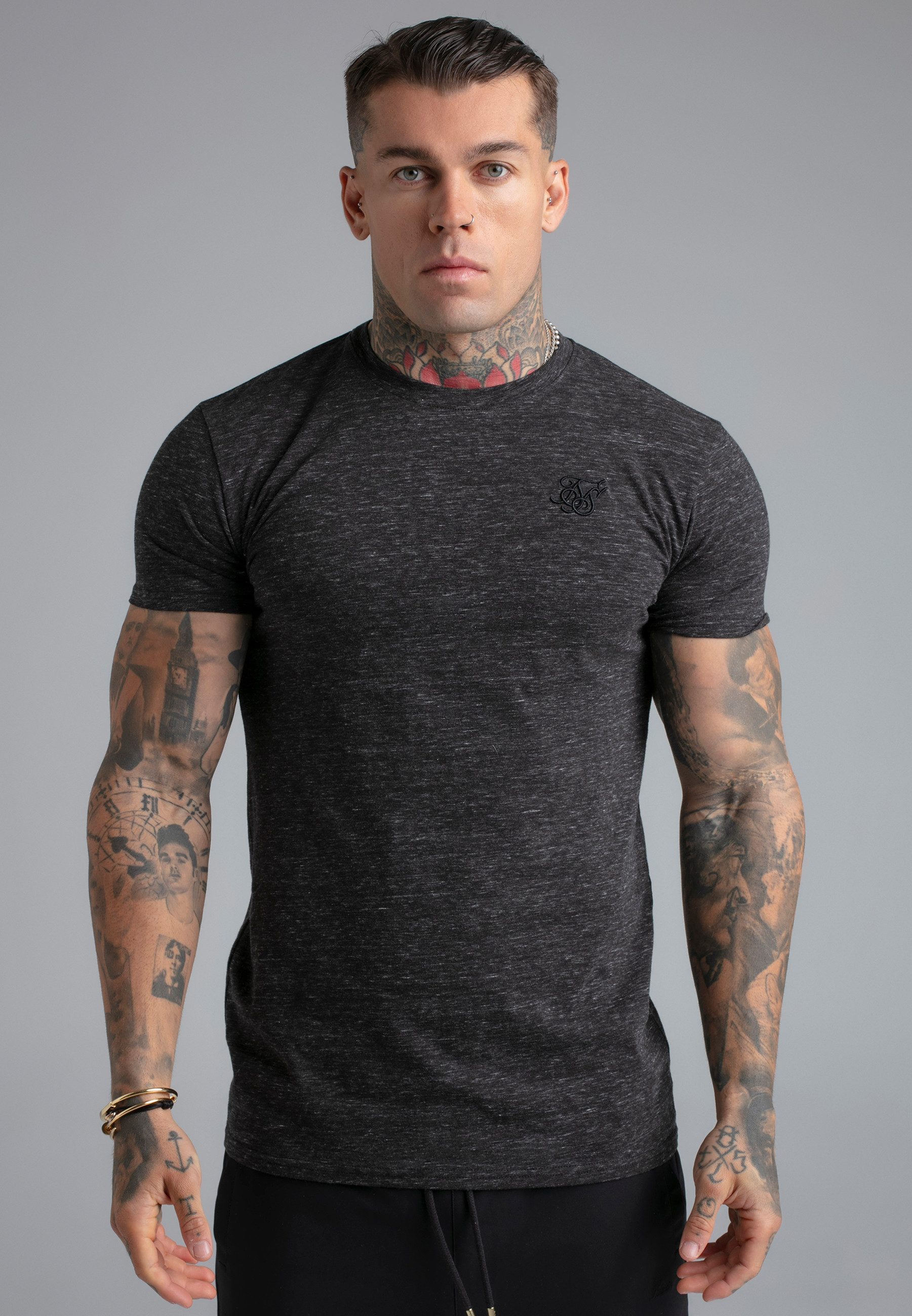 T-Shirt SikSilk Herren Schwarz Marl T-Shirt