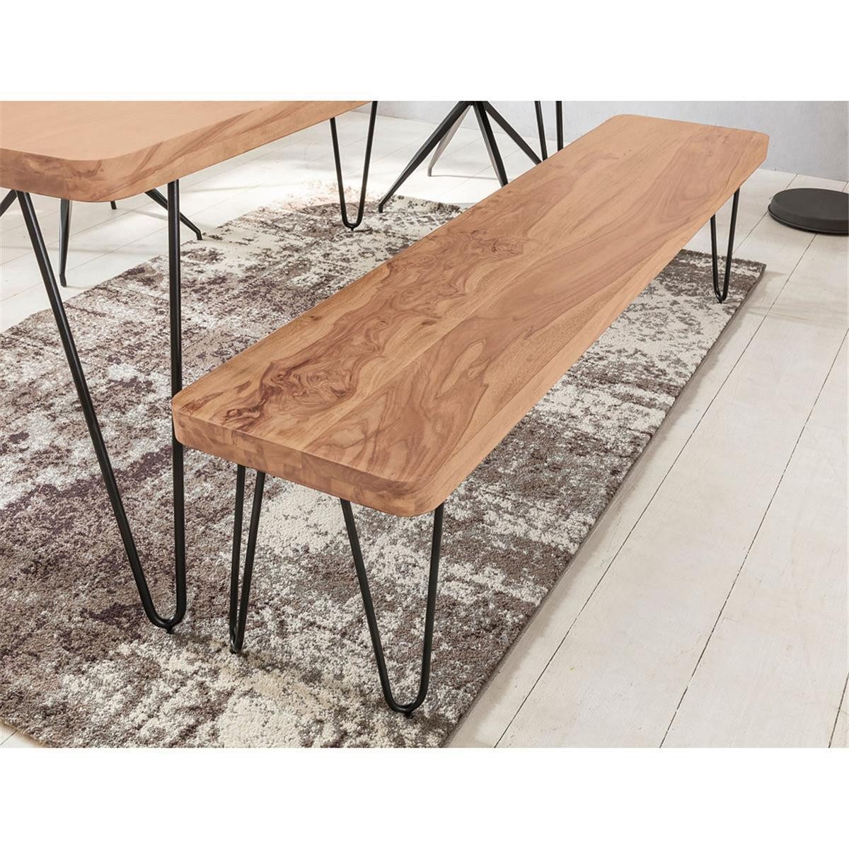 Lomadox Sitzbank, Esszimmer Massiv-Holz Akazie 160x45x40cm Holz-Bank, Natur 160/45/40cm