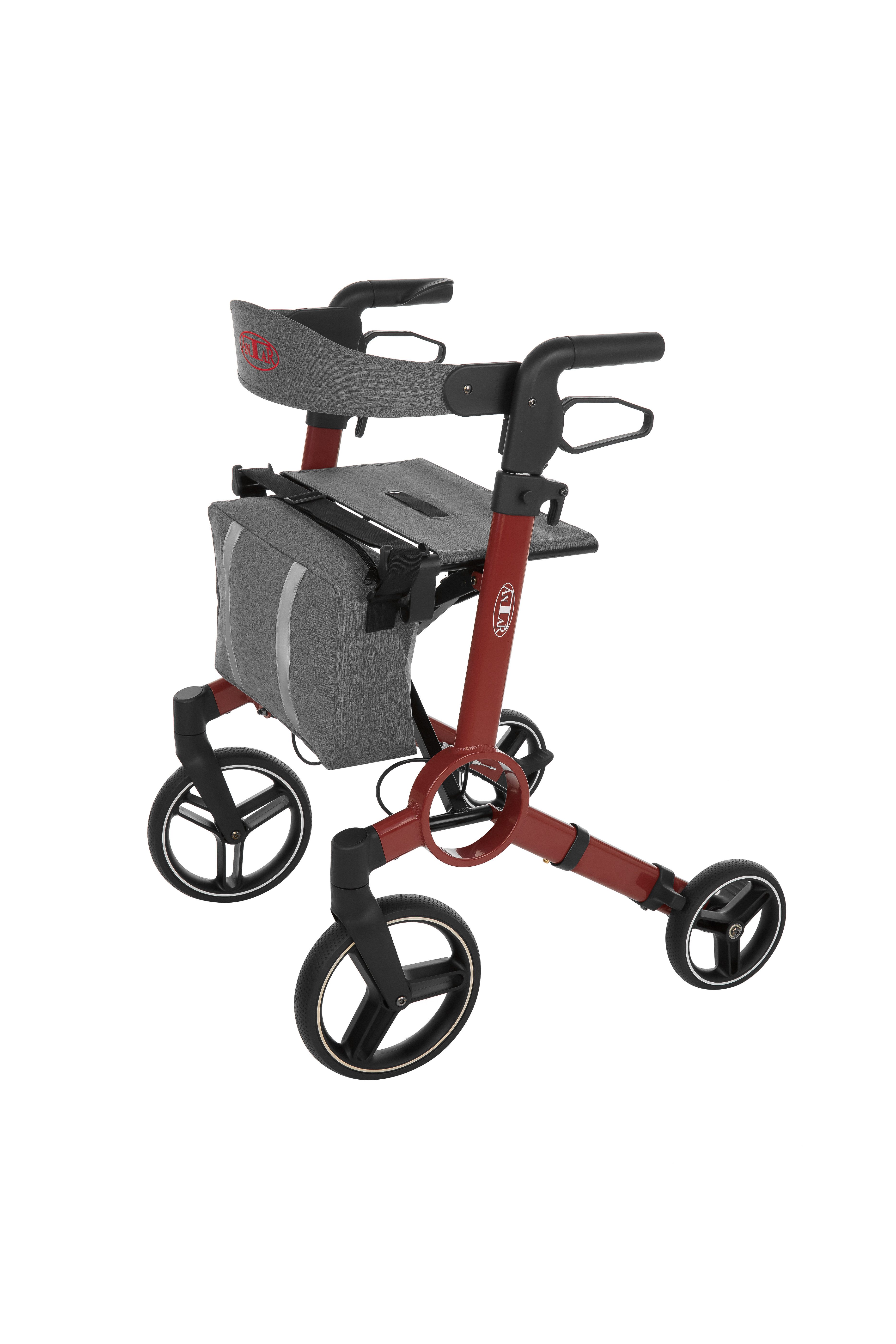 Antar Rollator aus Aluminium, faltbar mit Sitz & Bremse – leicht & stabil