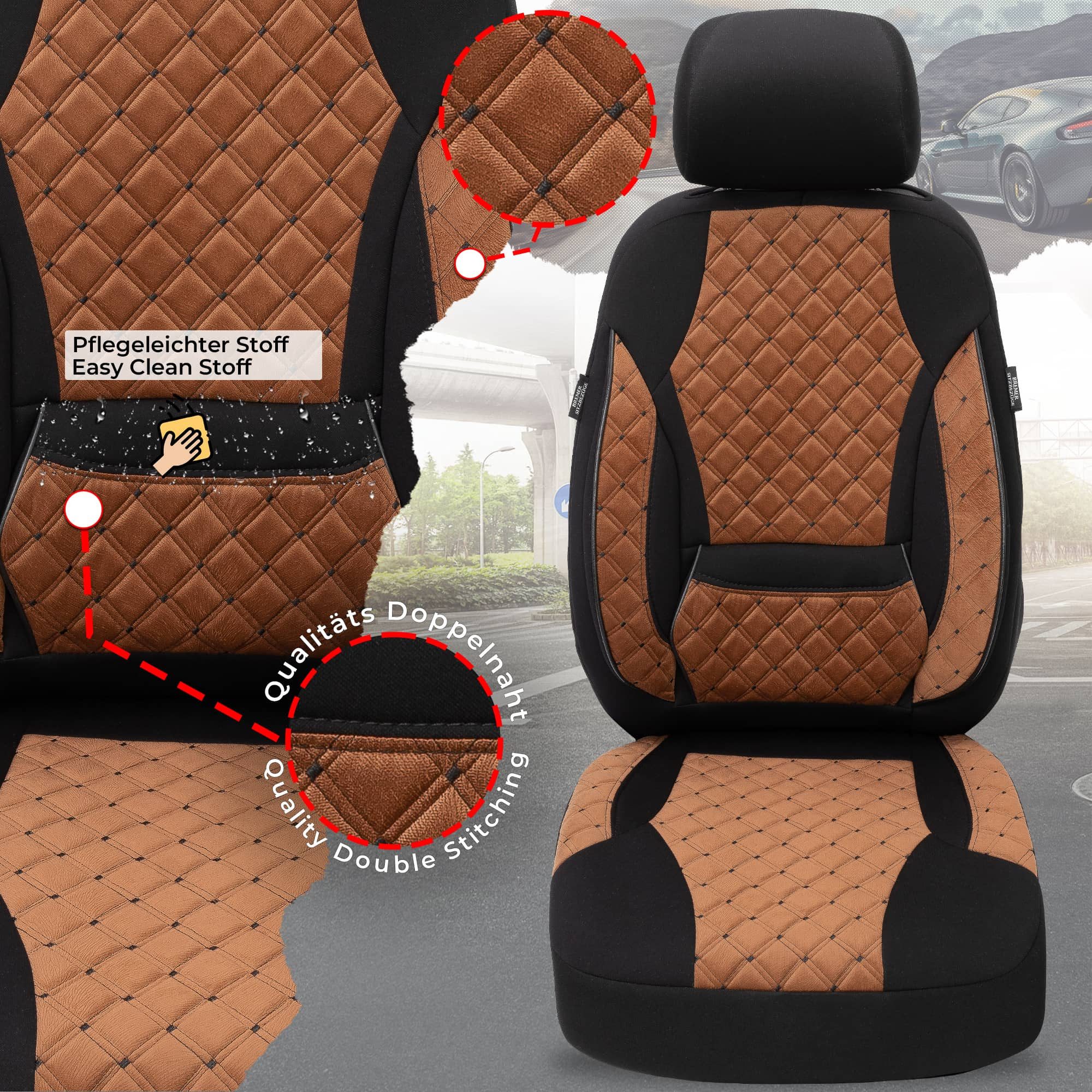 BREMER SITZBEZÜGE Autositzbezug für Ford Focus 4 Bj ab 2018 (TK611), Set, Schonbezüge Sitzbezüge Fahrer und Beifahrer, in Schokobraun/Schwarz