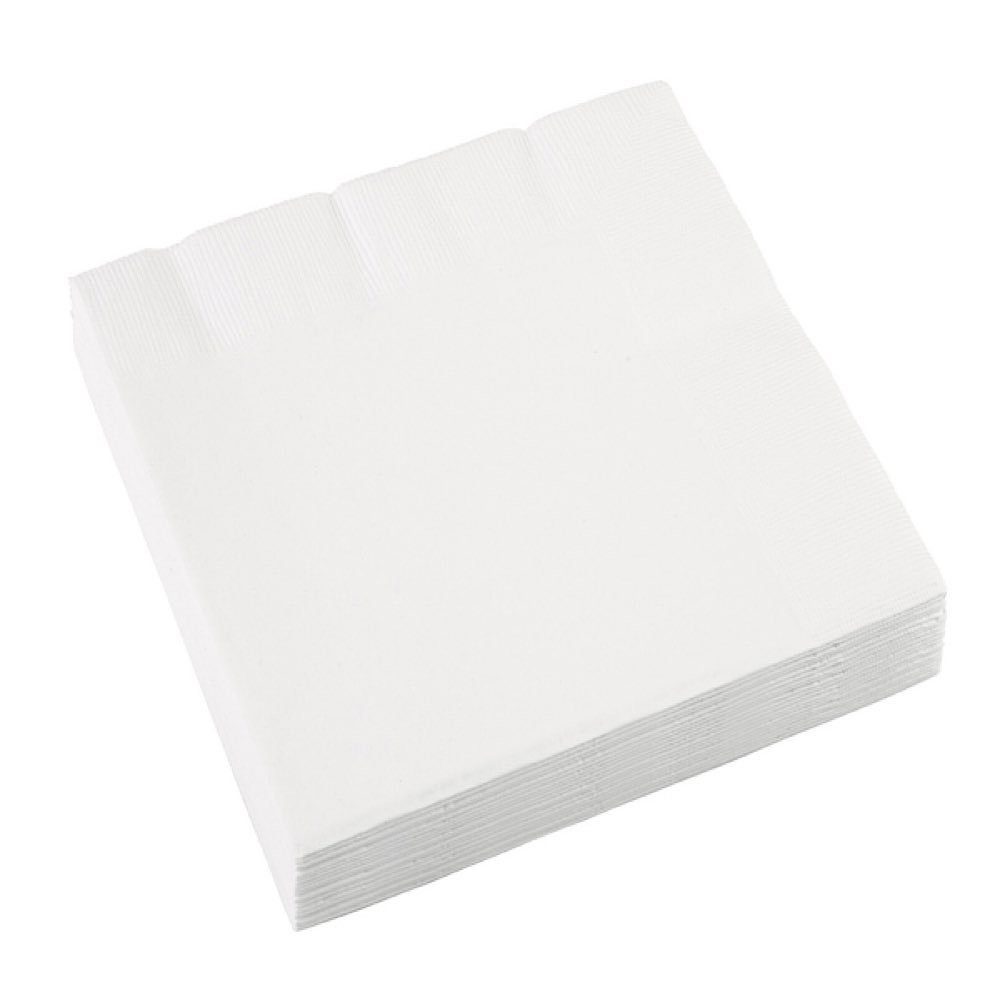 Amscan Einweggeschirr-Set Papierservietten Uni, Weiß 33cm, 20 Stück
