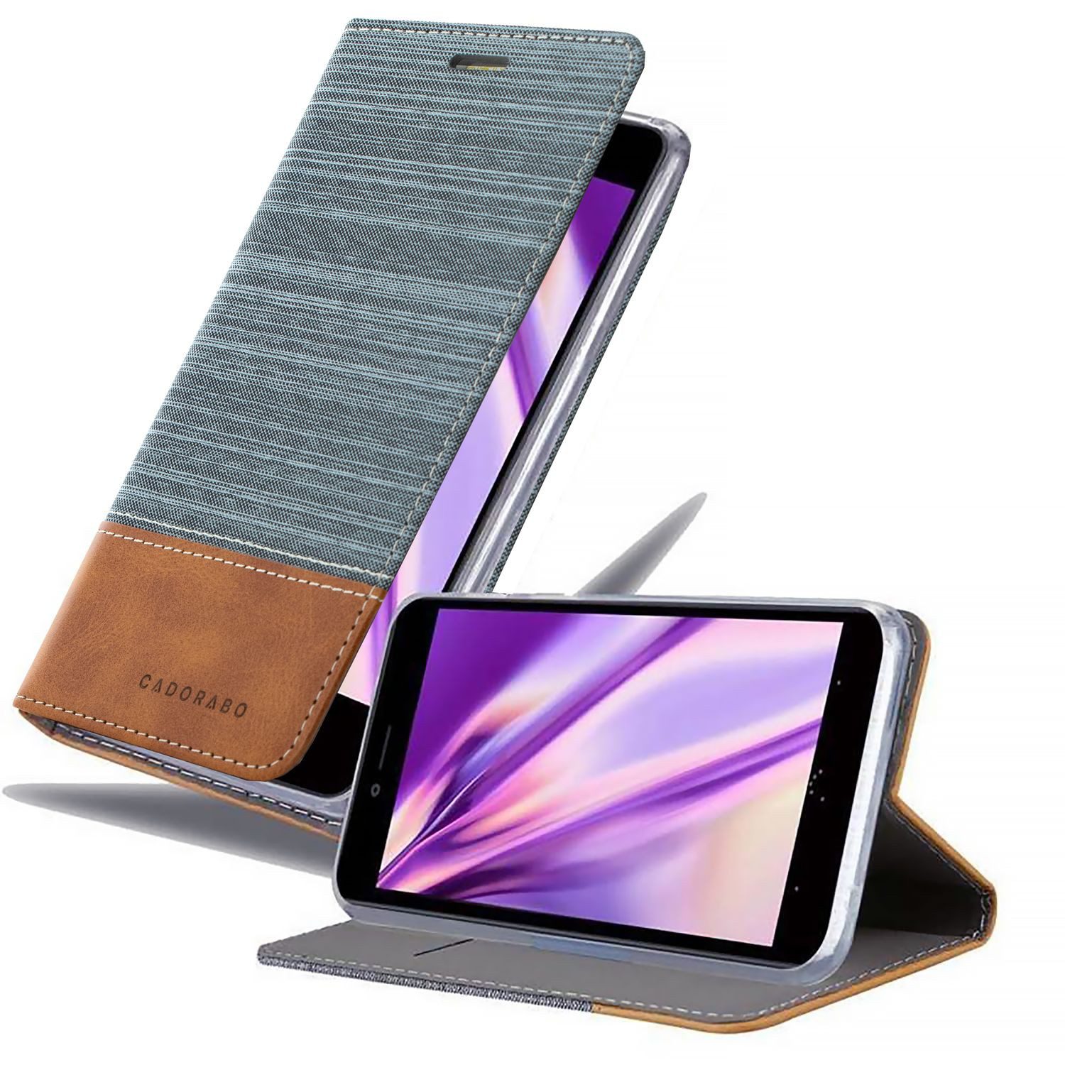 Cadorabo Handyhülle für BQ Aquaris U PLUS Hülle BQ Aquaris U PLUS, Klappbare Handy Schutzhülle - Hülle - mit Standfunktion und Kartenfach