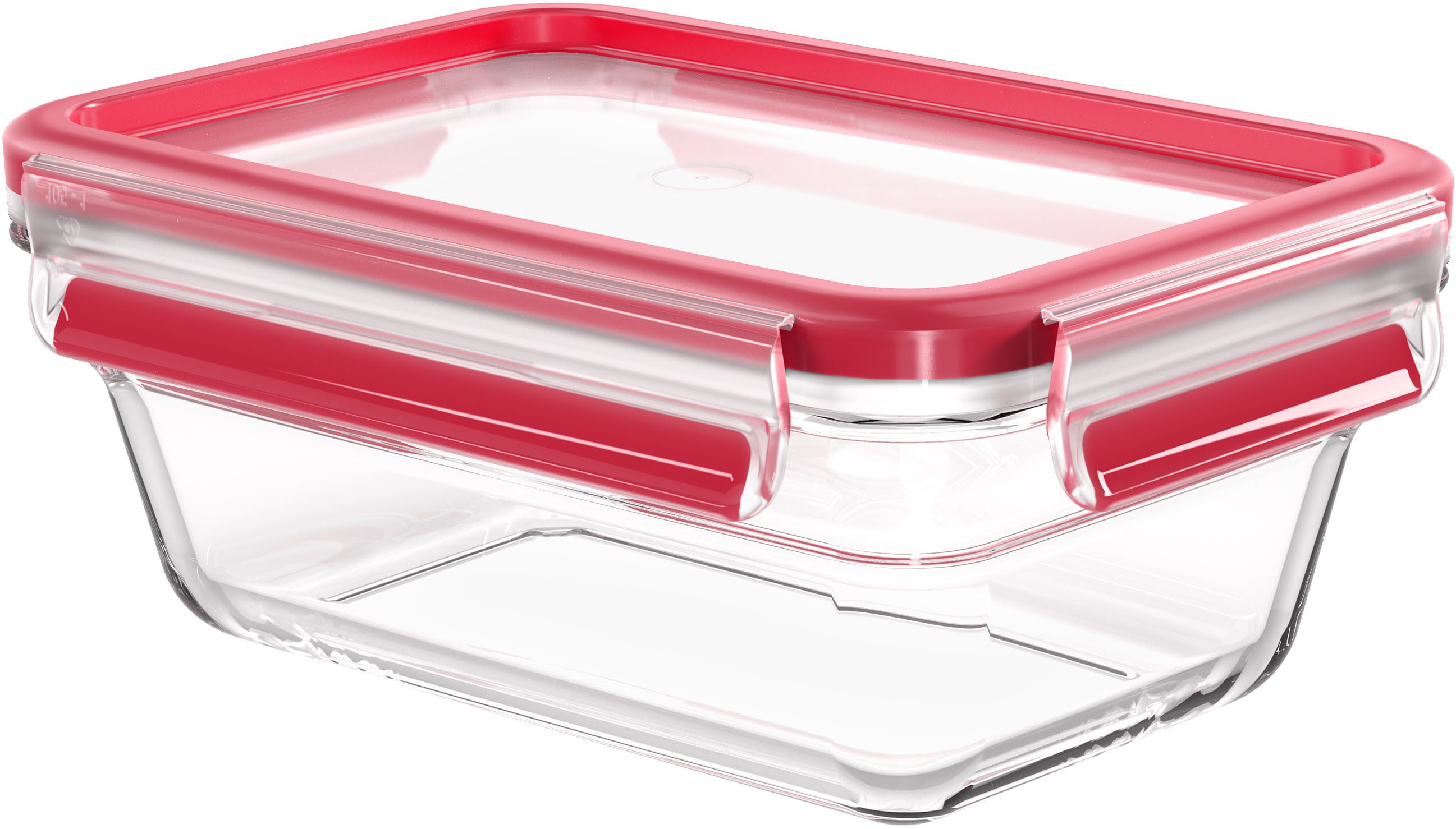 Emsa Aufbewahrungsbecher Clip & Close Glas, Glas, Polyprophylen (PP), (2-tlg), 0,85 Liter, rechteckig, Stapelkante, backofengeeignet, auslaufsicher
