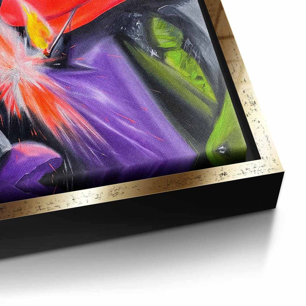 Art Duck Motivationsbild Joker - by Leinwandbild, weißer - Rahmen Premium Viqa DOTCOMCANVAS® designed