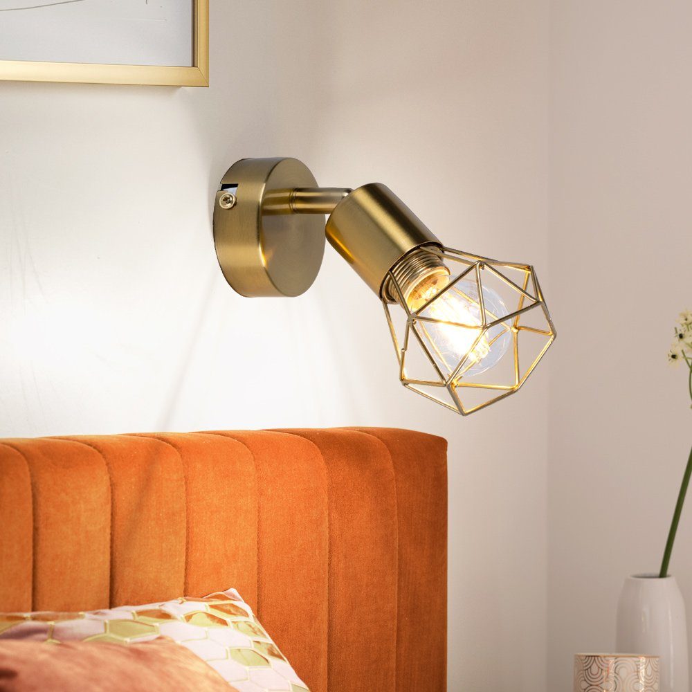 GLOBO LIGHTING Wandleuchte, Leuchtmittel nicht inklusive, Wandlampe Wohnzimmerleuchte Metall Gold Spot beweglich H 13,5 cm