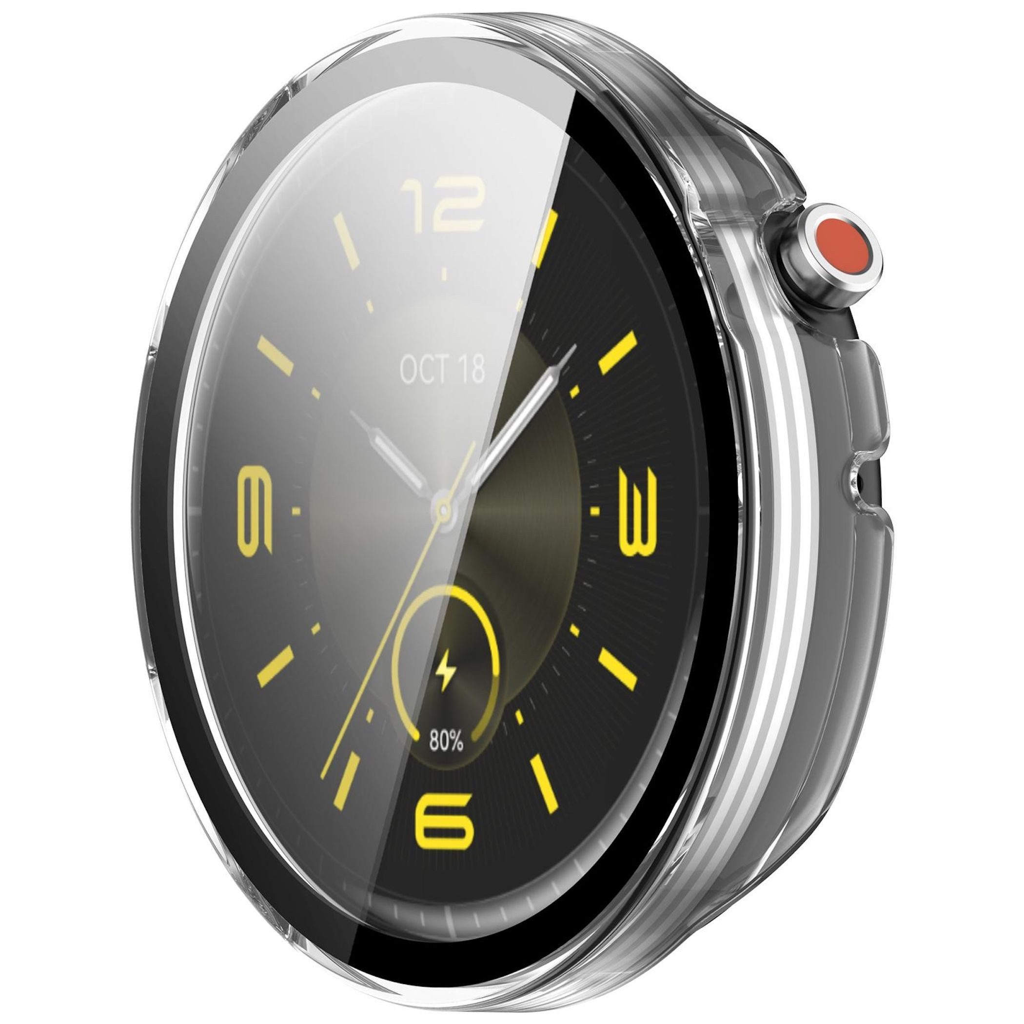 Wigento Smartwatch-Hülle + Schutzglas für Honor Watch GS 5 / Fit Elegant Full Cover Transparent, Schutzhülle aus PC + Hart Glas für Rundumschutz