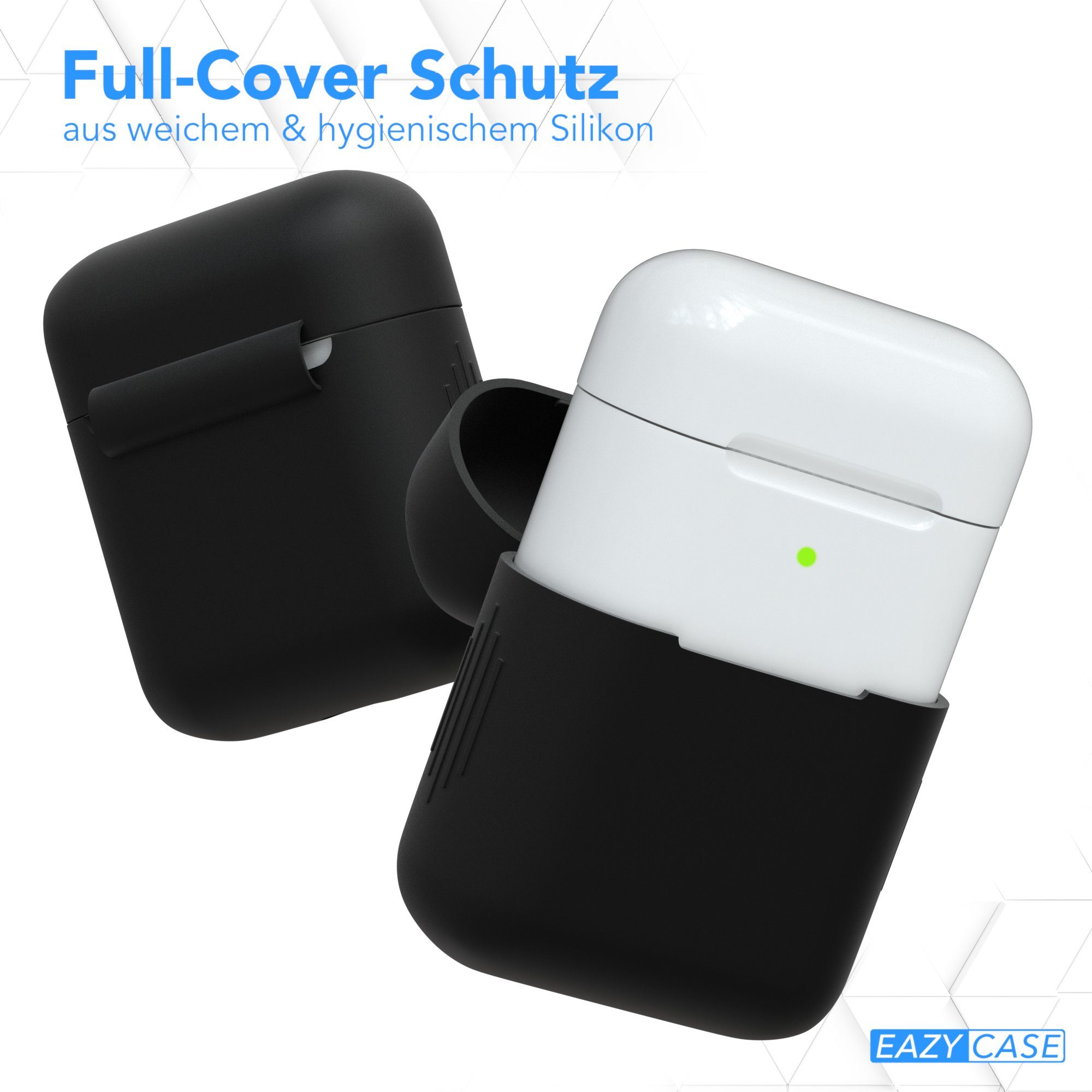 EAZY CASE Kopfhörer-Schutzhülle Silikon Hülle kompatibel mit Apple AirPods 1 & 2, Schutzhülle Stoßfest Hülle für Airpods Box Silikonhülle Cover Schwarz
