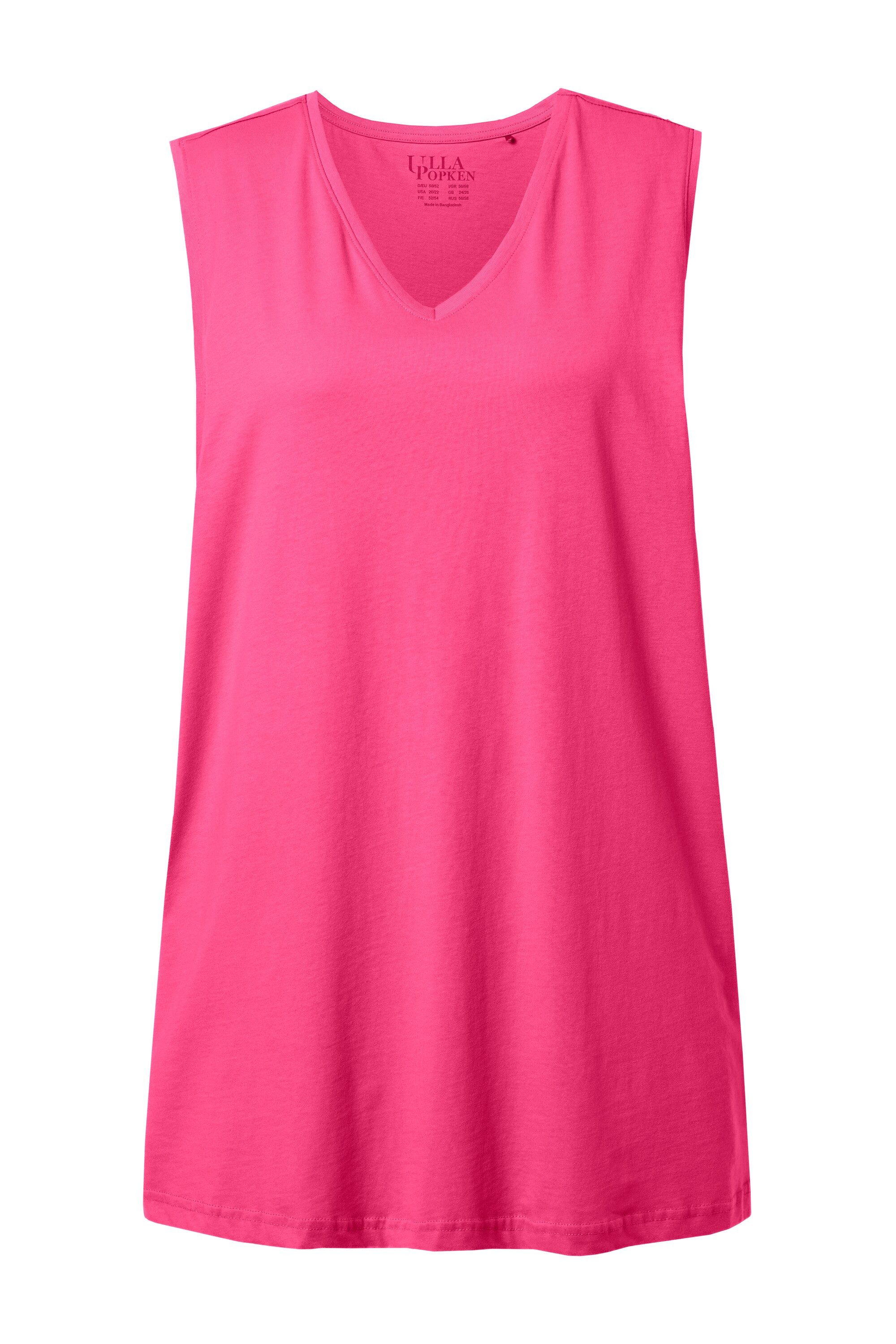 Ulla Popken Longtop Top V-Ausschnitt Relaxed ärmellos Baumwolle
