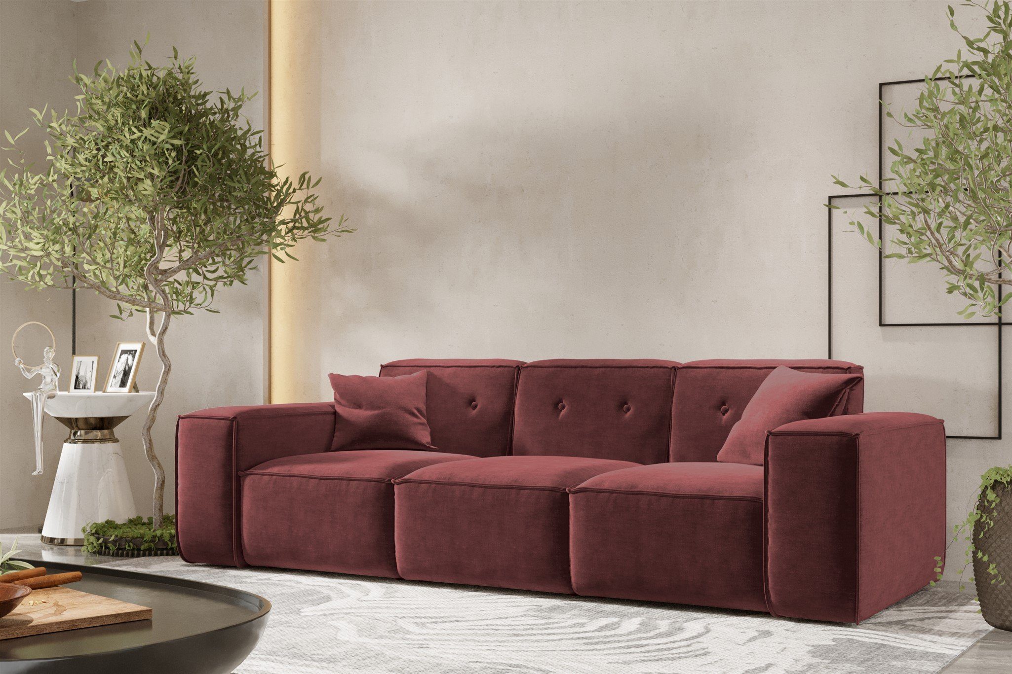 in Zierkissen, 2 Möbel CESINA Sofa Stoff, inkl. Fun Designersofa 3-Sitzer Rundumbezug