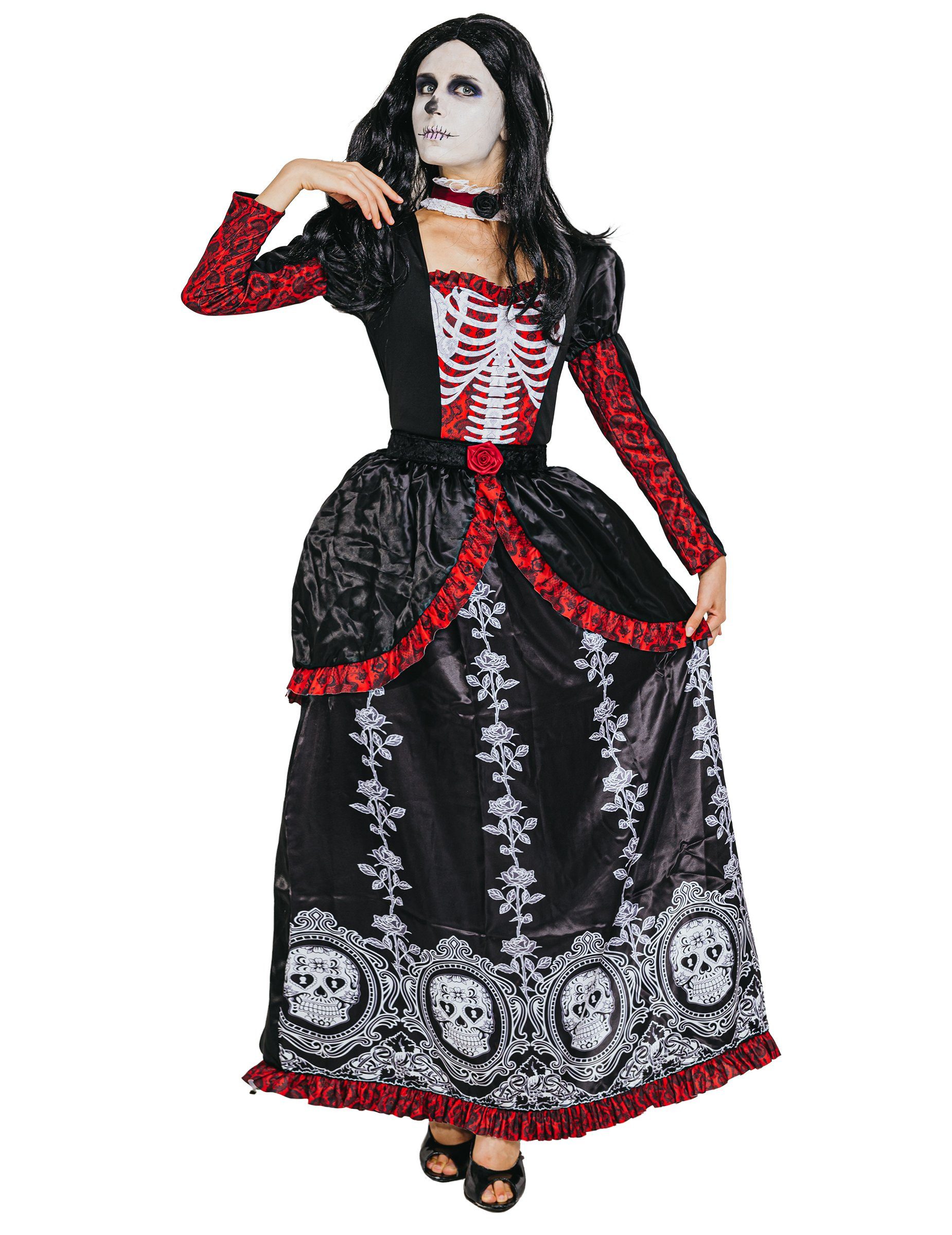 JADEO Kostüm Dia de los Muertos Damenkostüm Halloweenkostüm bunt 2-teilig