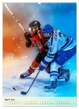 CALVENDO Wandkalender Eishockey Leidenschaft (Premium, hochwertiger DIN A2 Wandkalender 2023, Kunstdruck in Hochglanz)