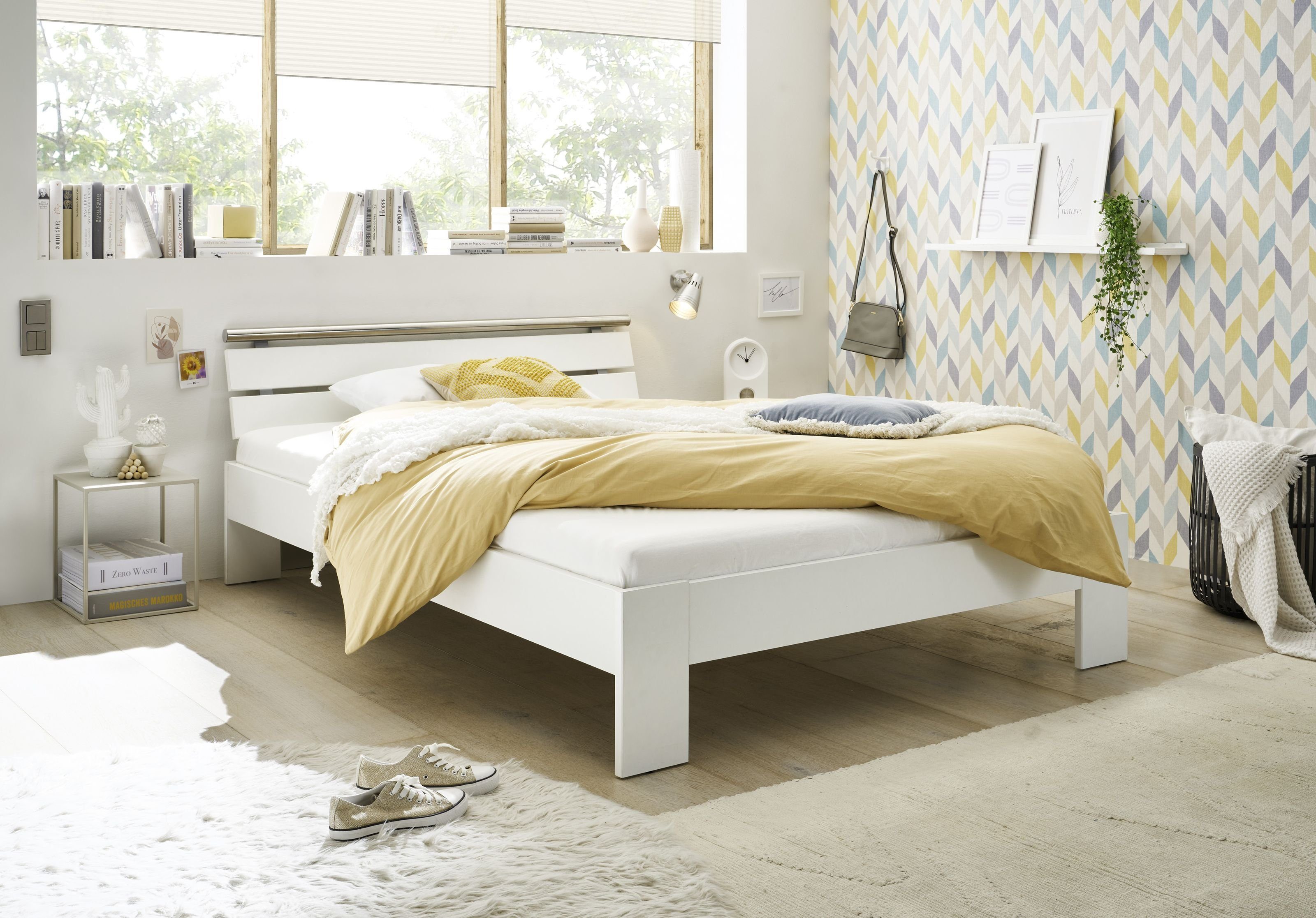 möbelando Bett Nizza, in Weiß. Abmessungen (BxHxT) 145x73x213 cm