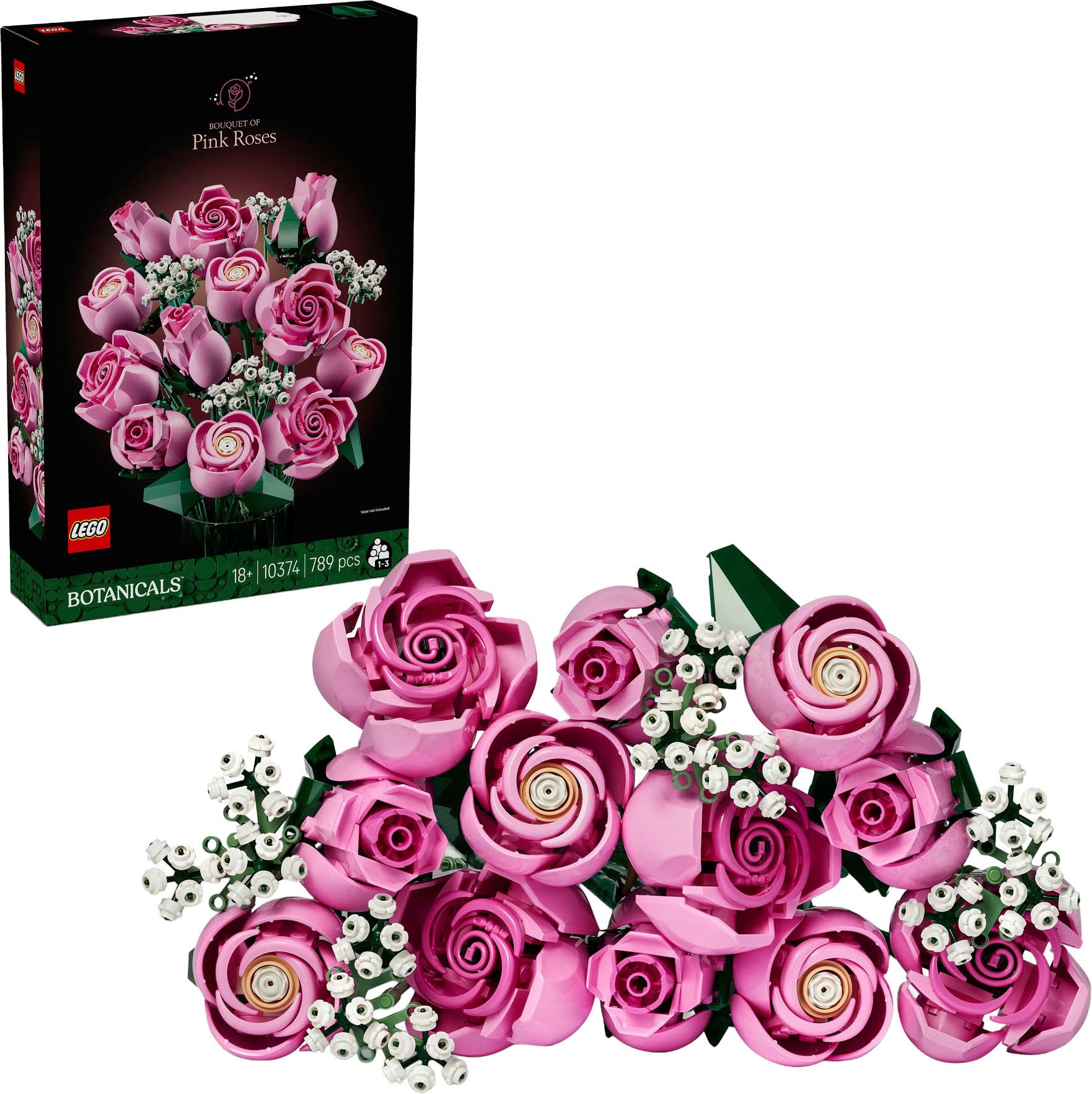 LEGO® Rosa Rosenstrauß (10374), LEGO Botanicals Konstruktionsspielsteine, (789 St), Blumen, Made in Europe