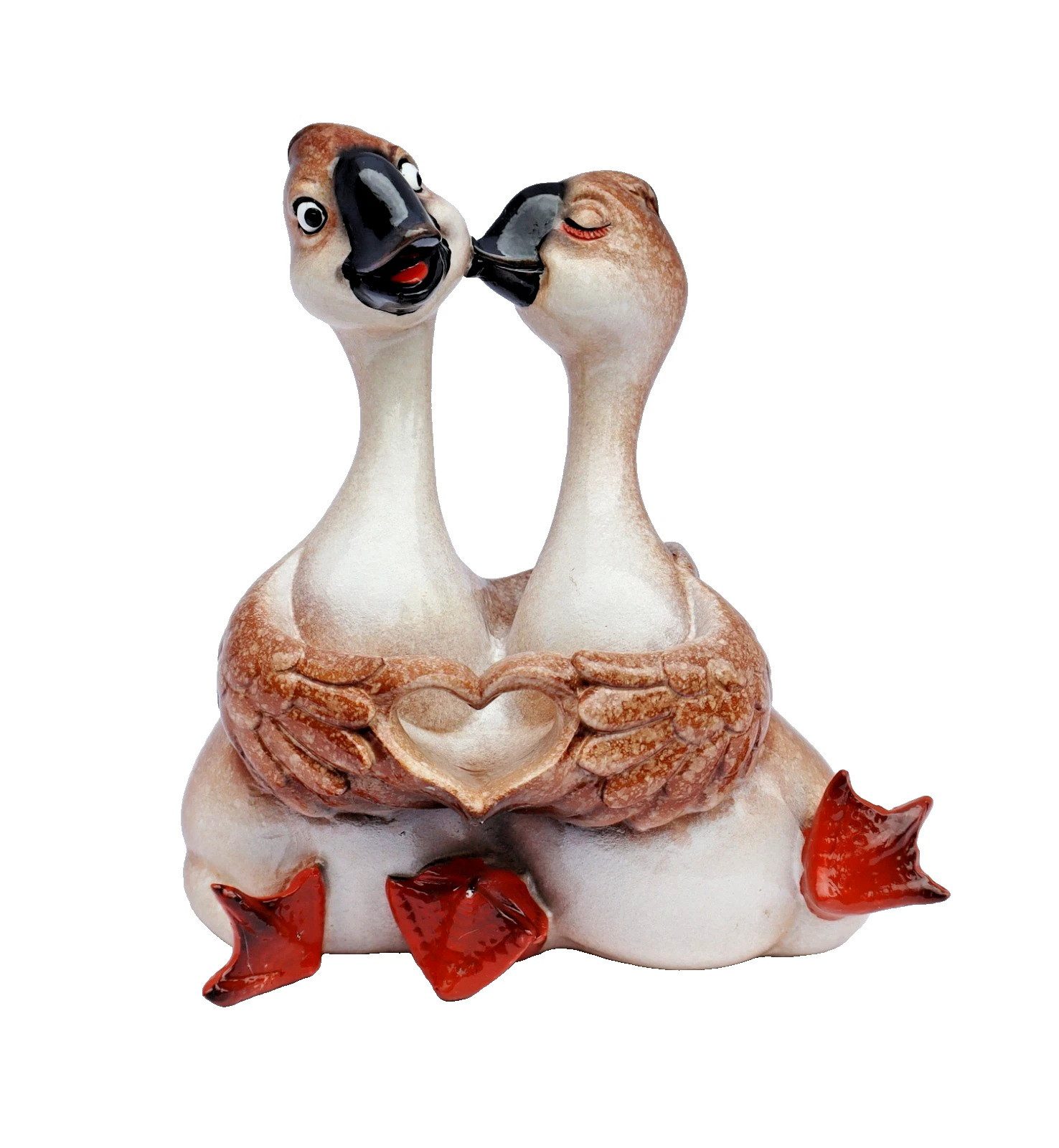 dekotrend.gallery Tierfigur Deko Gänse Paar mit Herz Gans Ente Vogel Garten Tier Figur Skulptur, Teichfigur Dekofigur Dekoskulptur Dekoobjekt aus Polyresin Kunststein