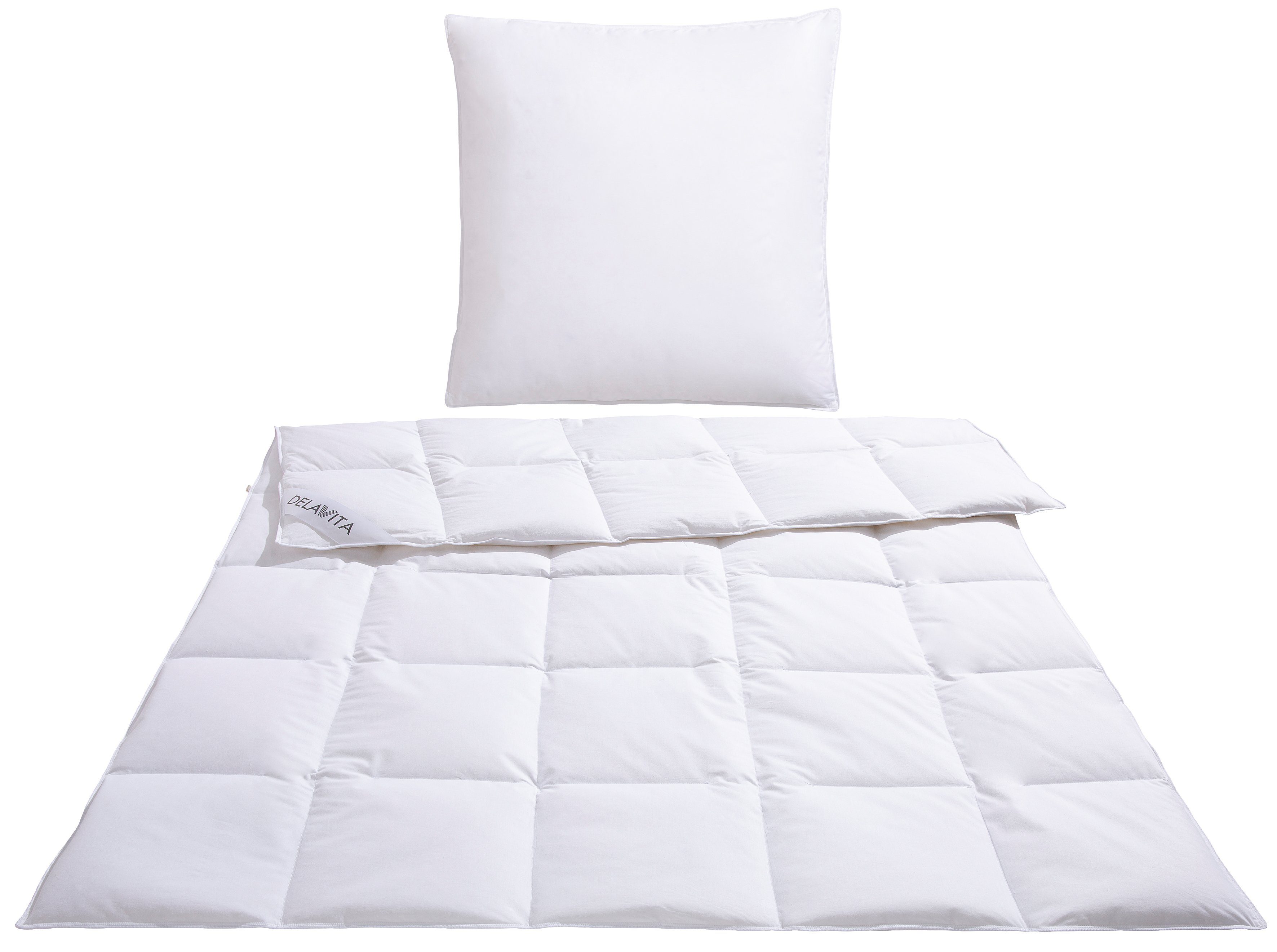 DELAVITA, Bezug: Bettdecke: Baumwolle, Gänsedaunen, erholsamen Füllung: Schlaf für + 3-Kammer-Kopfkissen, 100% den Daunenbettdecke 100% entwickelt! Grit,