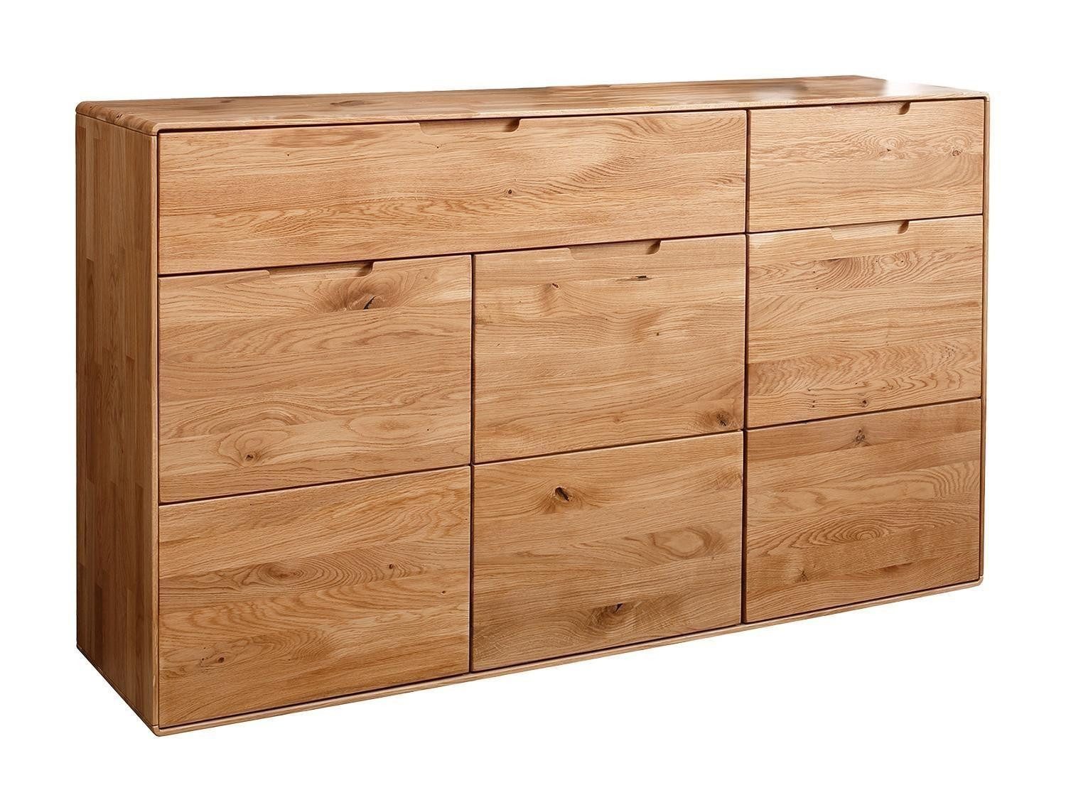 G+K Möbelvertriebs GmbH Sideboard KM-0663, 3 Türen, 2 Schubladen, Wildeiche massiv, B 149 x H 91 x T 40 cm