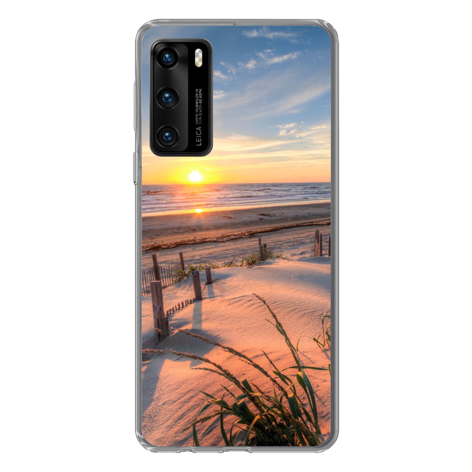 MuchoWow Handyhülle für Huawei P40 Strand - Meer - Düne - Sonnenuntergang - Landschaft, Handy Case, Silikon, Bumper Case Dünn