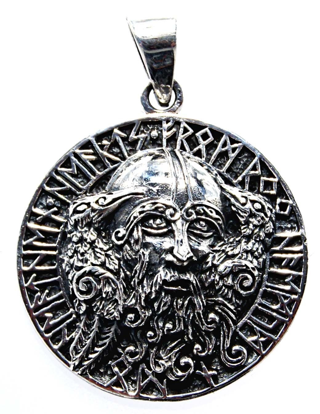 Namen Runen 925 Kettenanhänger Ring Raben Sterling Kiss Leather Odins of Silber Hugin Munin