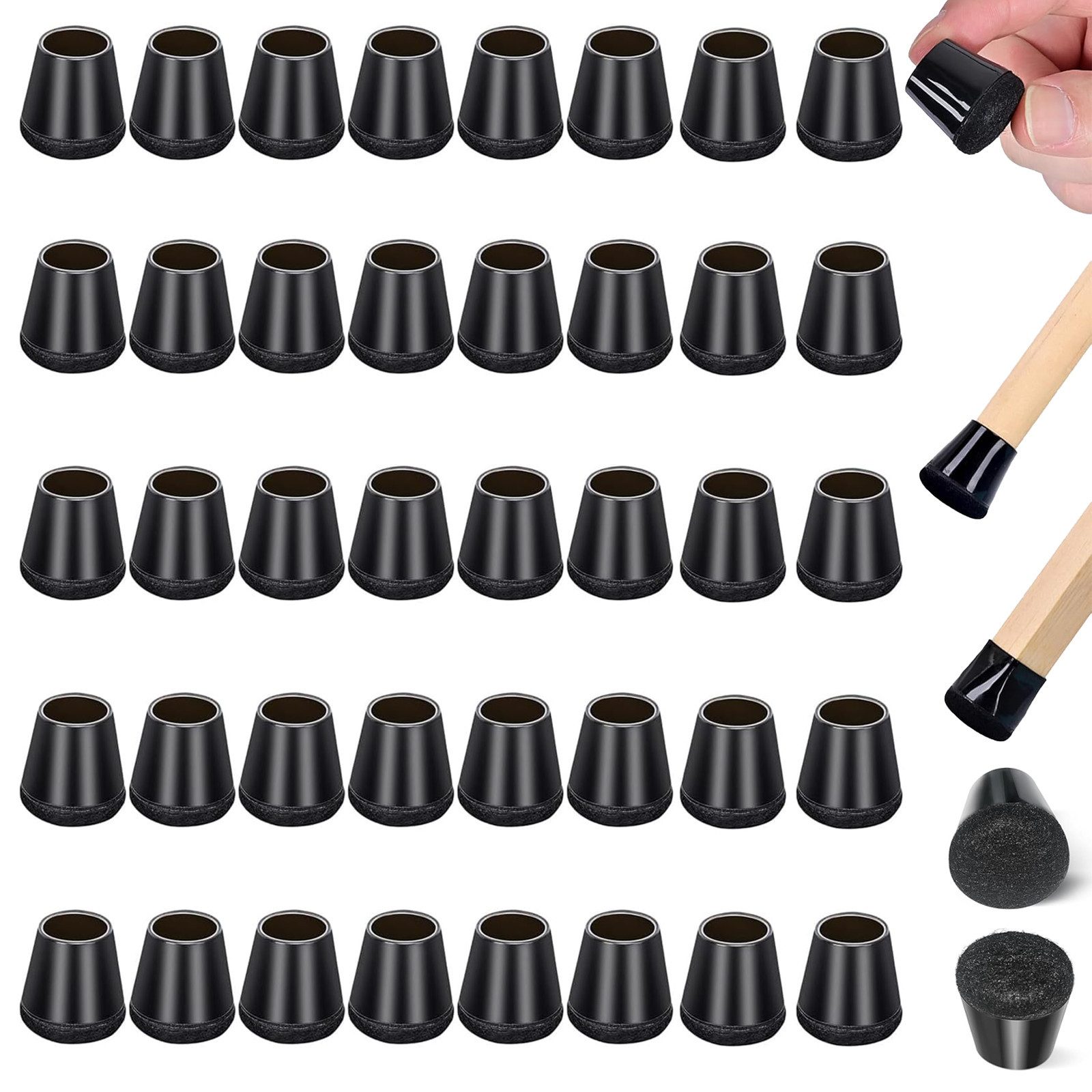 BlingBin Stuhlhusse Stuhlbeinkappen, 40 Stück mit Filz Stuhlbeinschoner, Sc günstig online kaufen